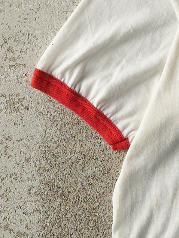 Vintage 80s White & Red Texaco Ringer Tee (S/M)