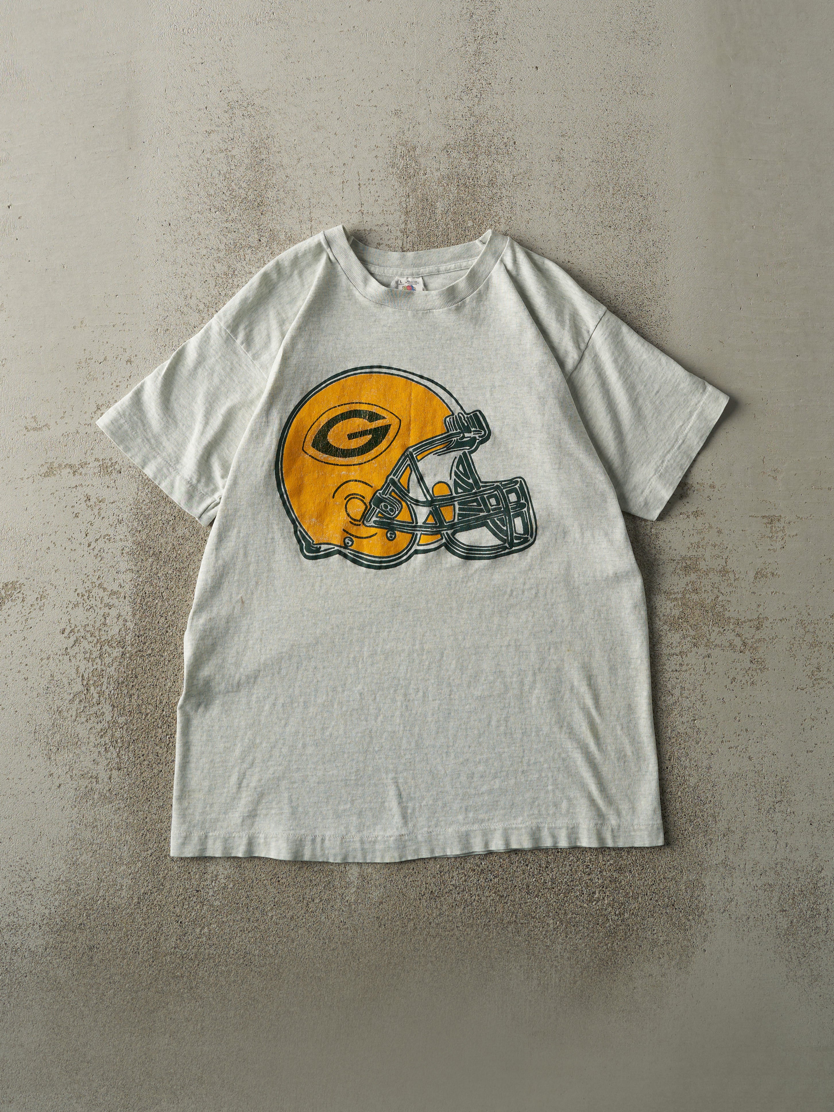 Vintage 80s Heather Grey Green Bay Packers Single Stitch Tee (M)