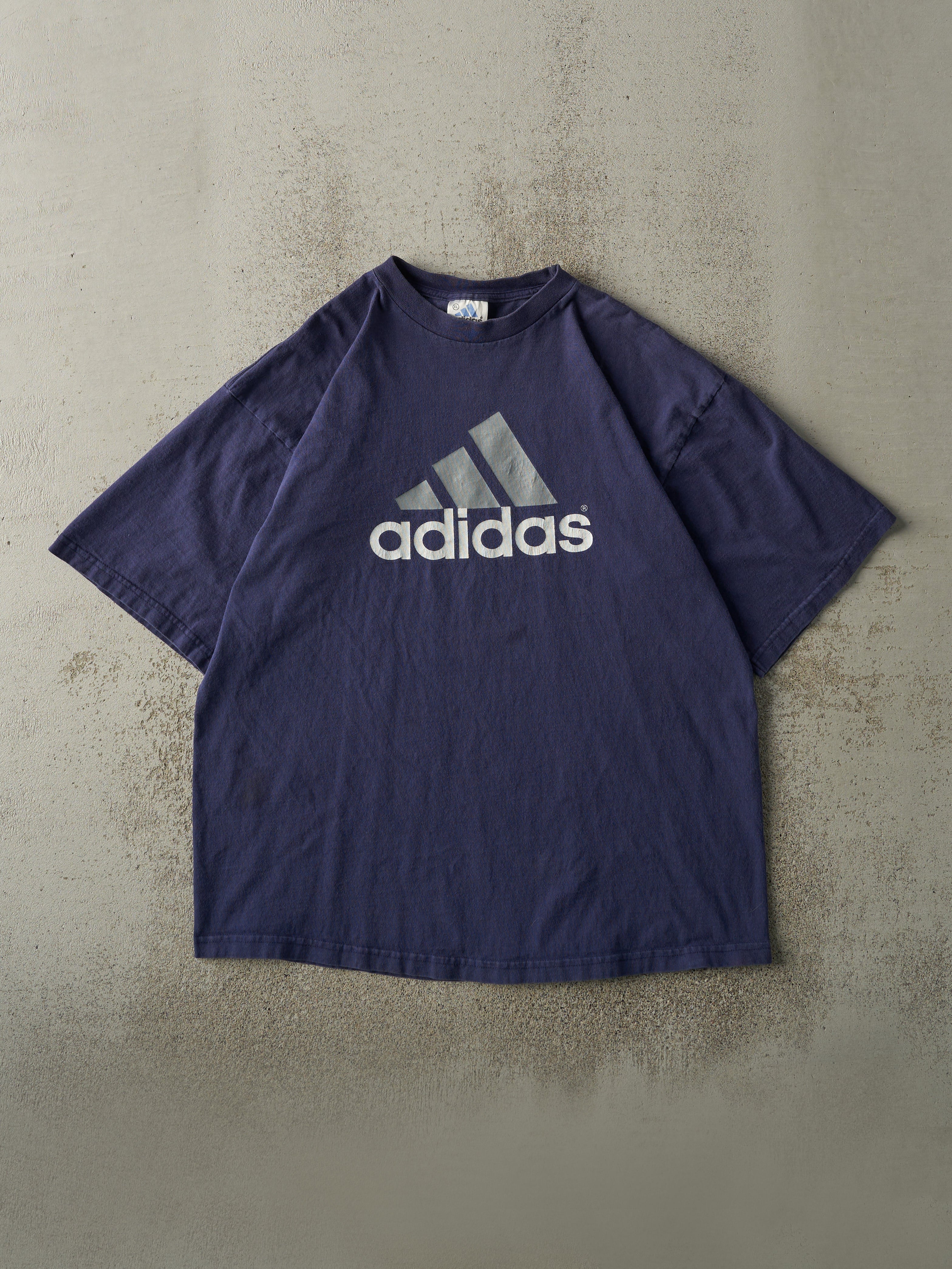Vintage 90s Navy Blue Adidas Logo Tee (XL)