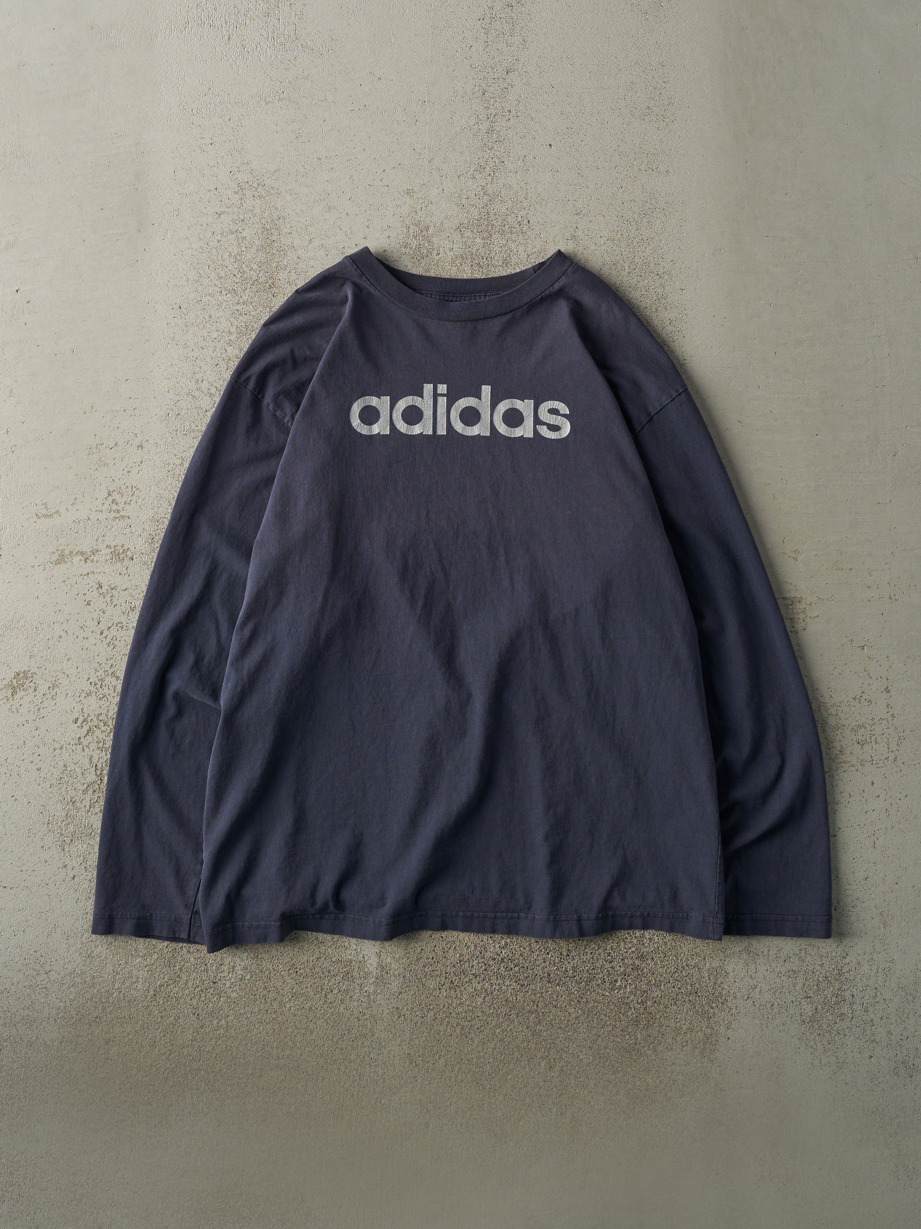 Vintage Y2K Navy Blue Adidas Long Sleeve (L/XL)