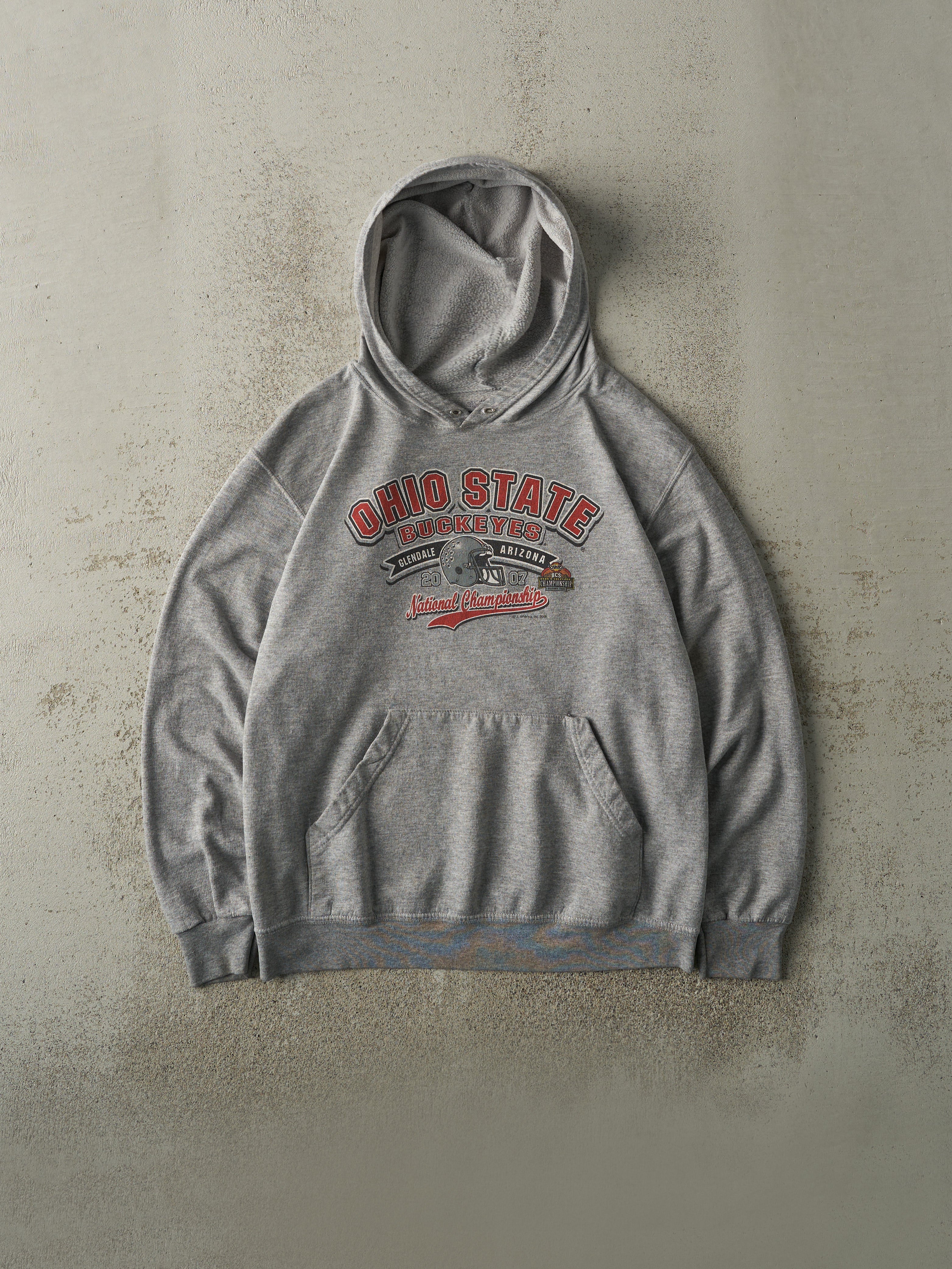 Vintage 07' Grey Ohio State Buckeyes Football Lightweight Hoodie (M)