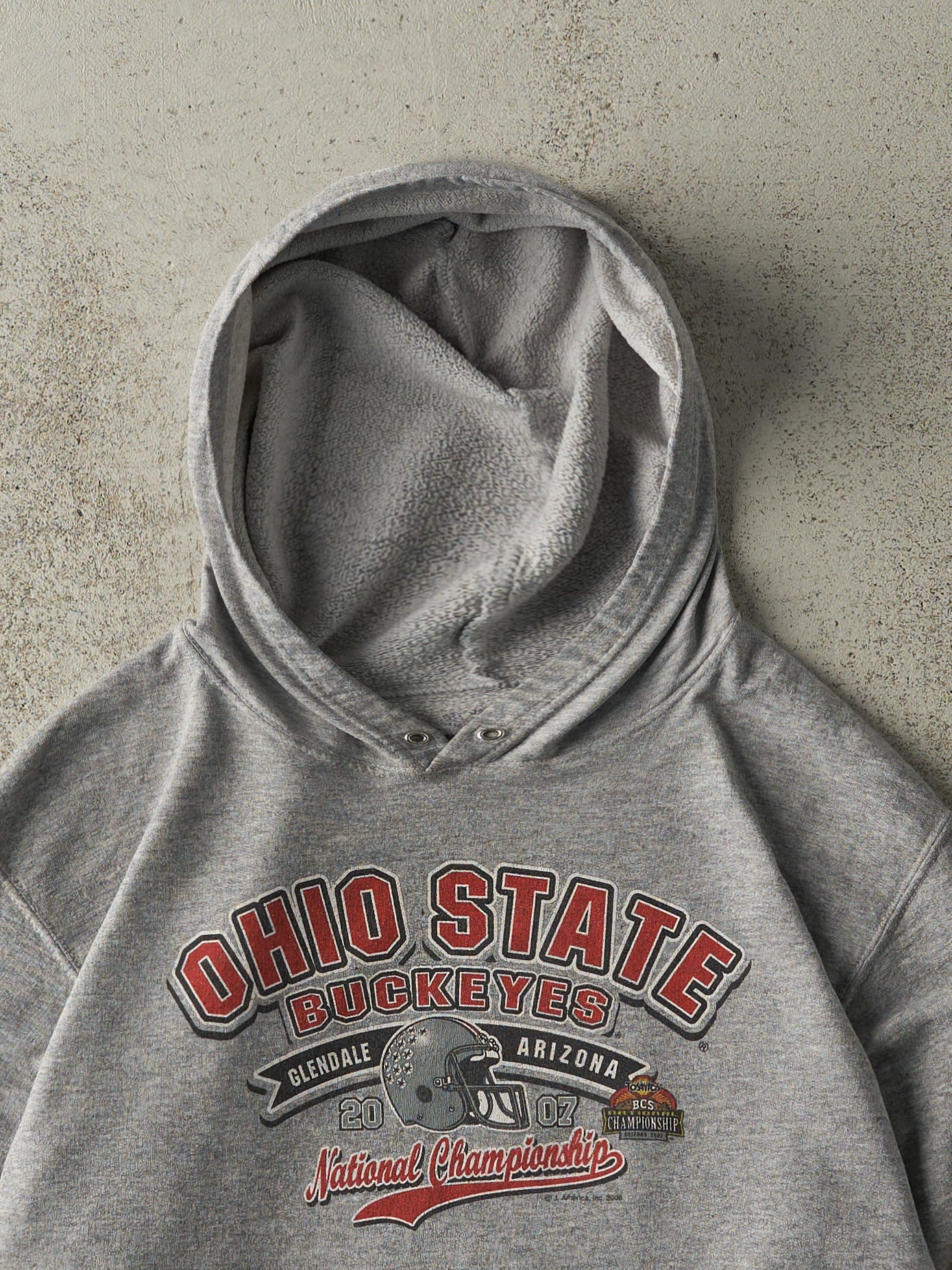 Vintage 07' Grey Ohio State Buckeyes Football Lightweight Hoodie (M)