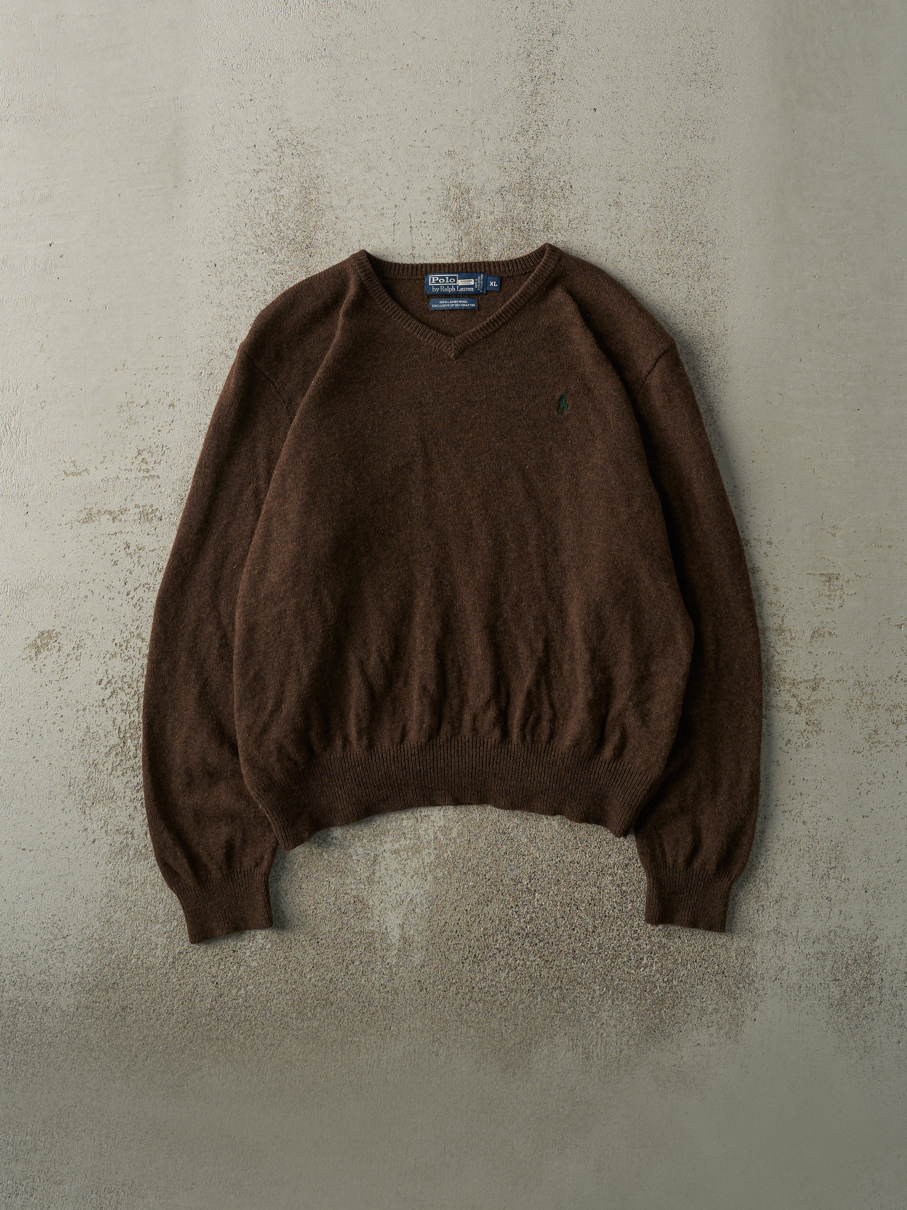 Vintage Y2K Brown Embroidered Ralph Lauren Boxy Wool Knit (M/L)