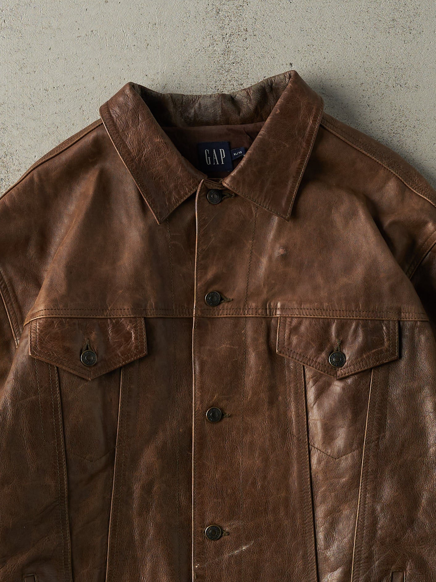 Vintage 90s Brown Gap Leather Jacket (M)