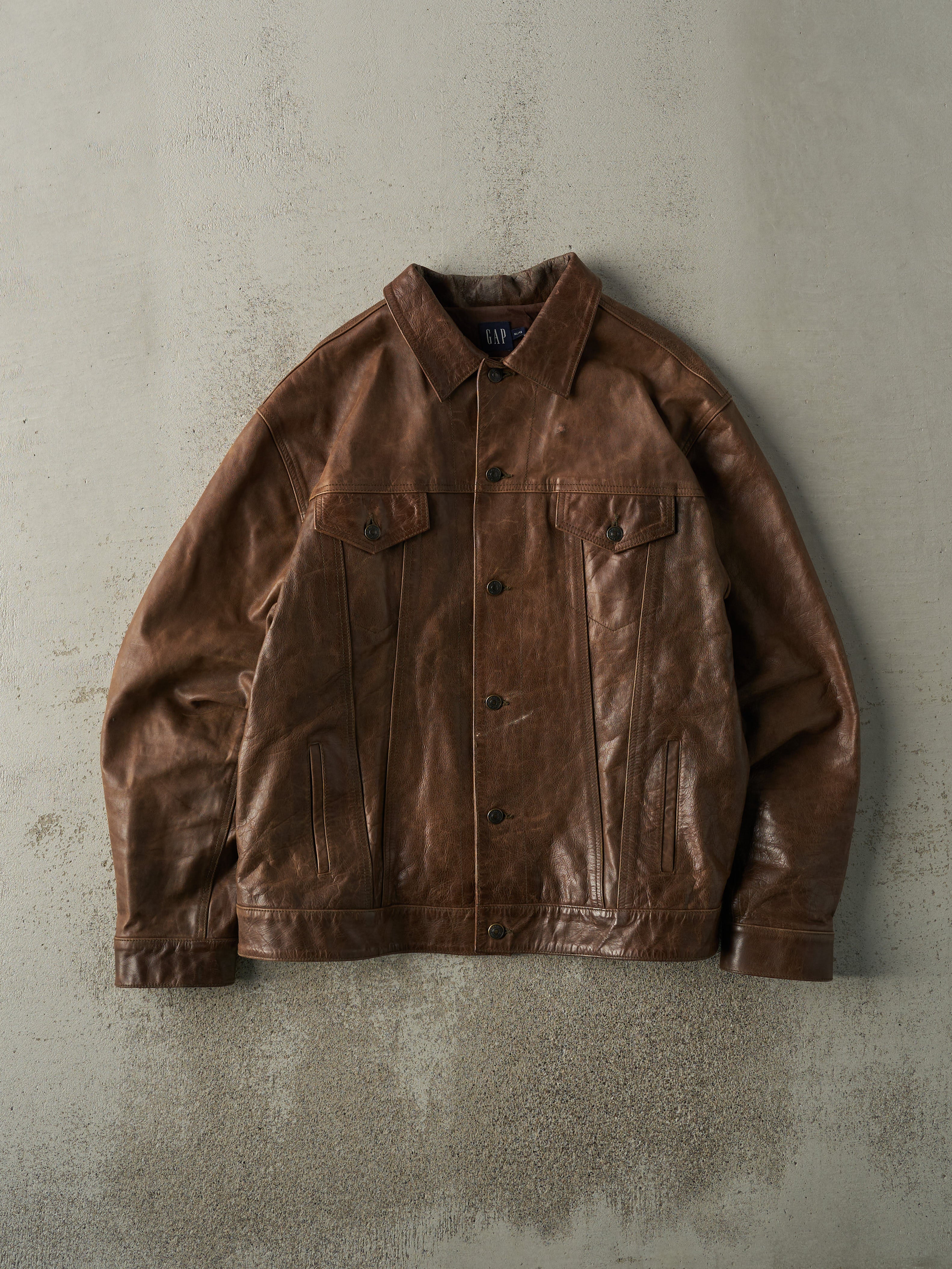 Vintage 90s Brown Gap Leather Jacket (M) – Rebalance Vintage