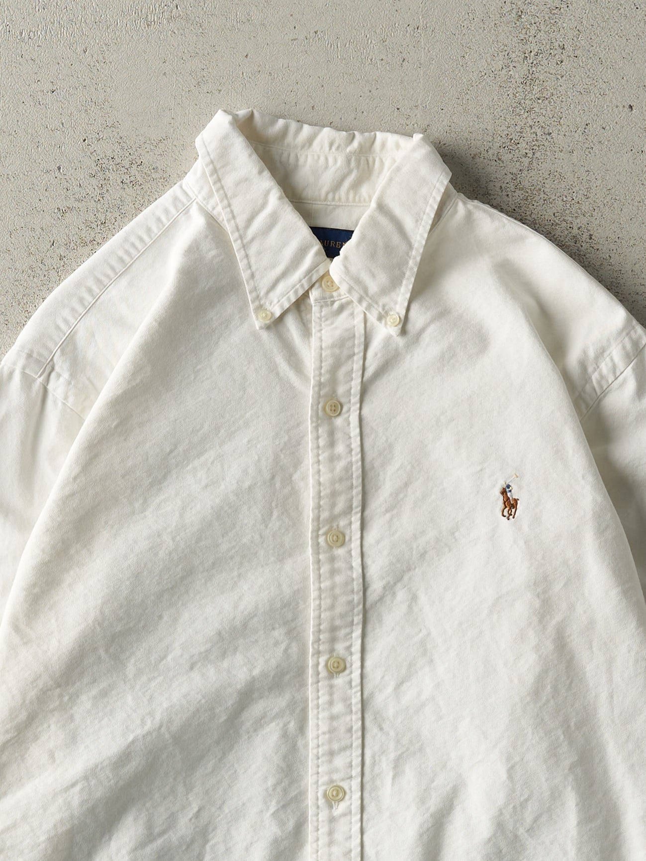 Vintage Y2K White Ralph Lauren Button Up (L)