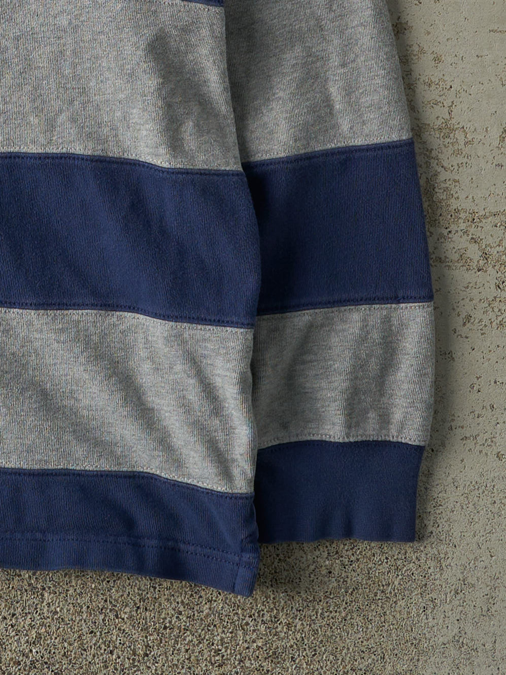 Vintage Y2K Grey & Navy Chaps Embroidered Quarter Button Rugby Shirt (M/L)