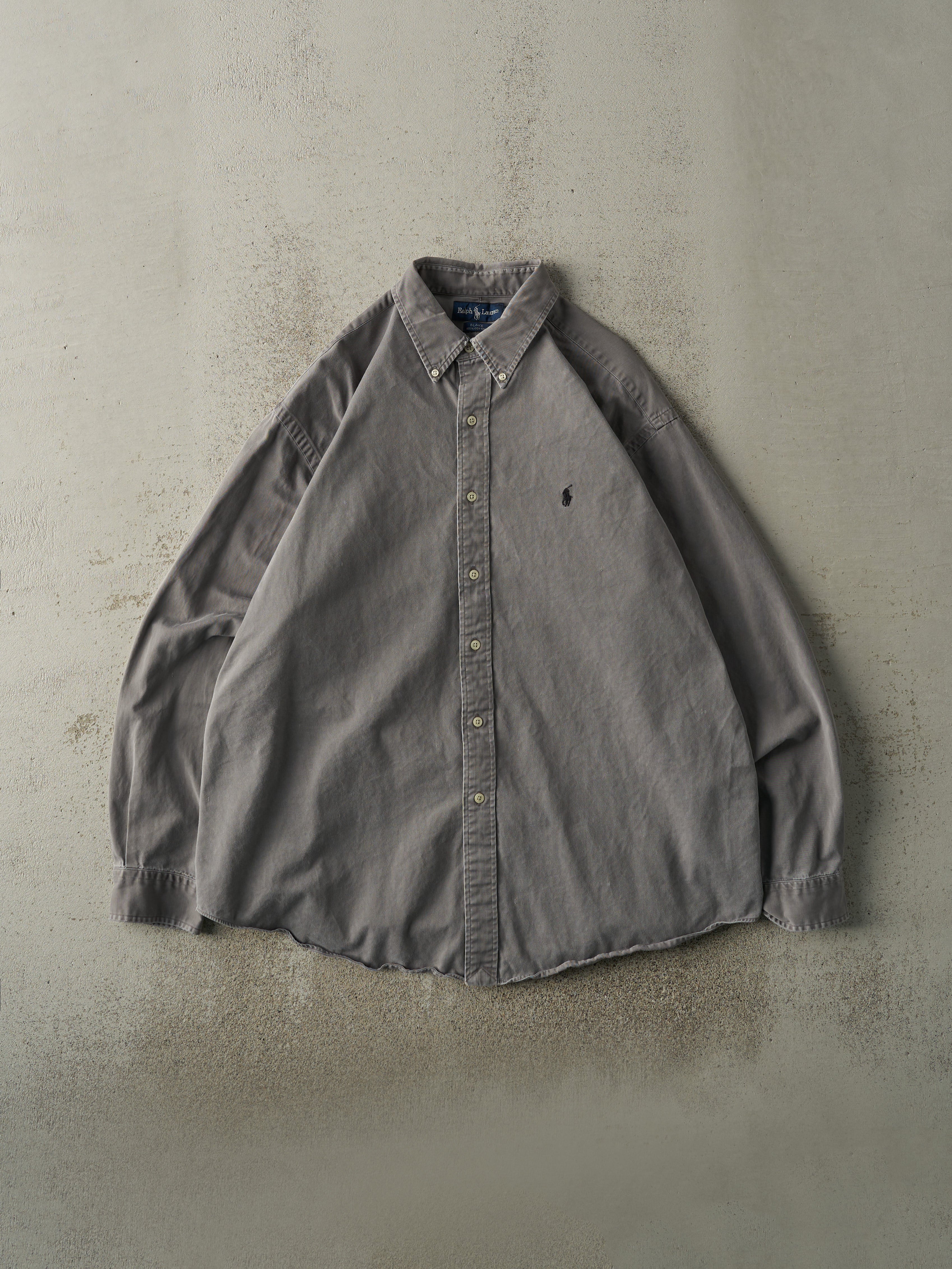 Vintage 90s Charcoal Grey Ralph Lauren Button Up (XL/XXL)
