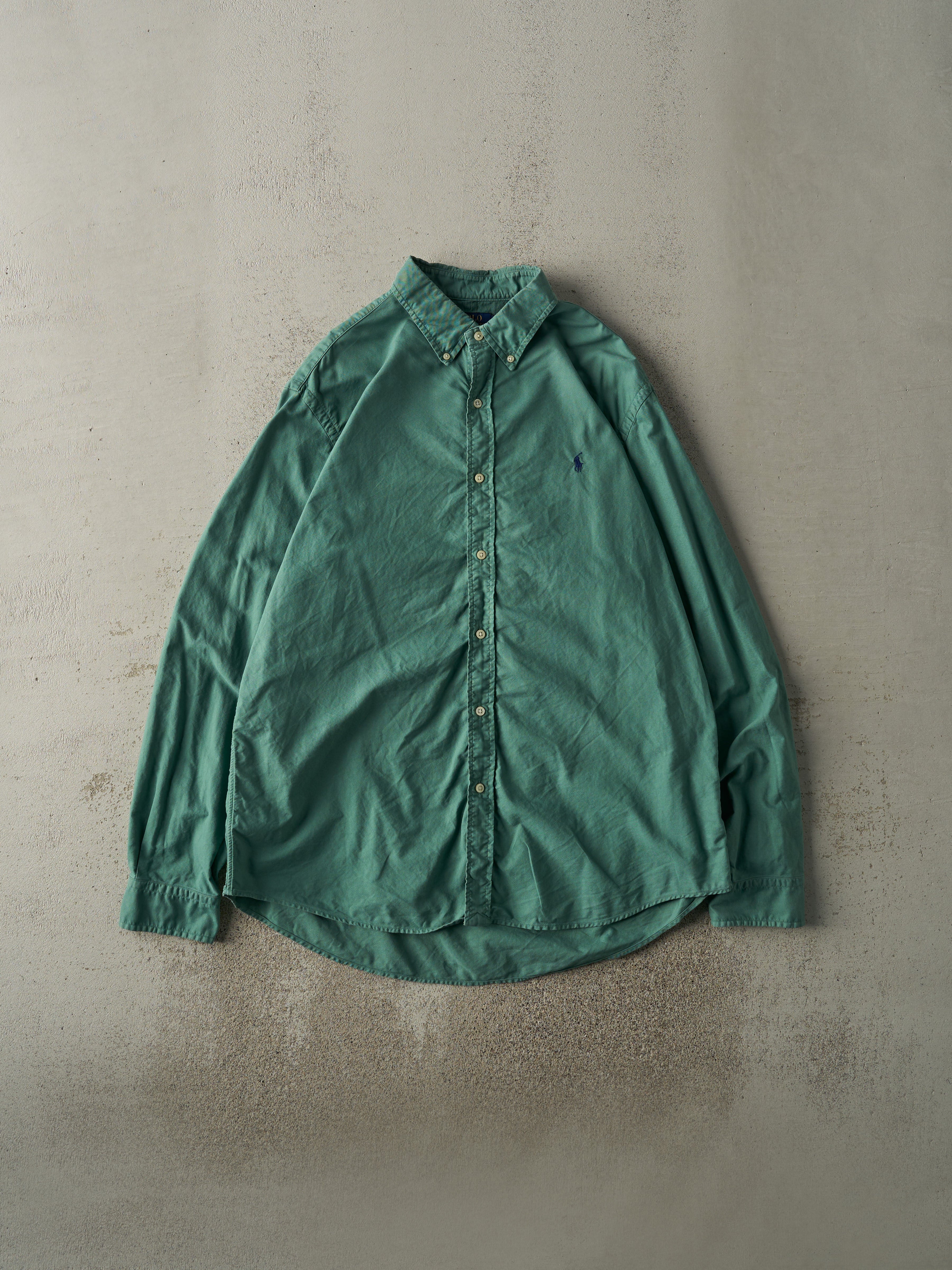 Vintage Y2K Green Embroidered Ralph Lauren Button Up (XL/XXL)