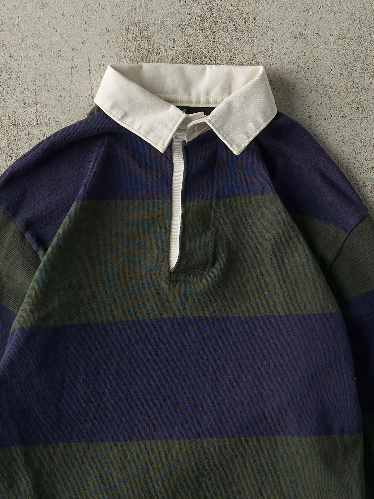 Button Rugby Printed Vintage 90s Navy & Green Quarter Button Rugby Shirt (XS/S) – Rebalance ...
