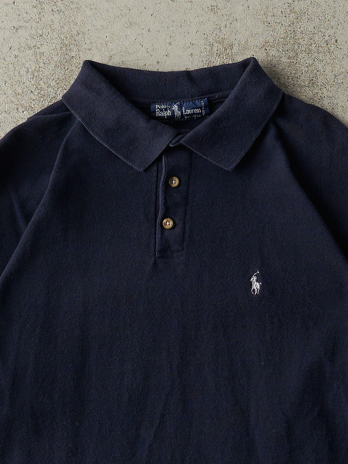 Vintage 90s Navy Blue Polo Ralph Lauren Quarter Button Shirt (L/XL)