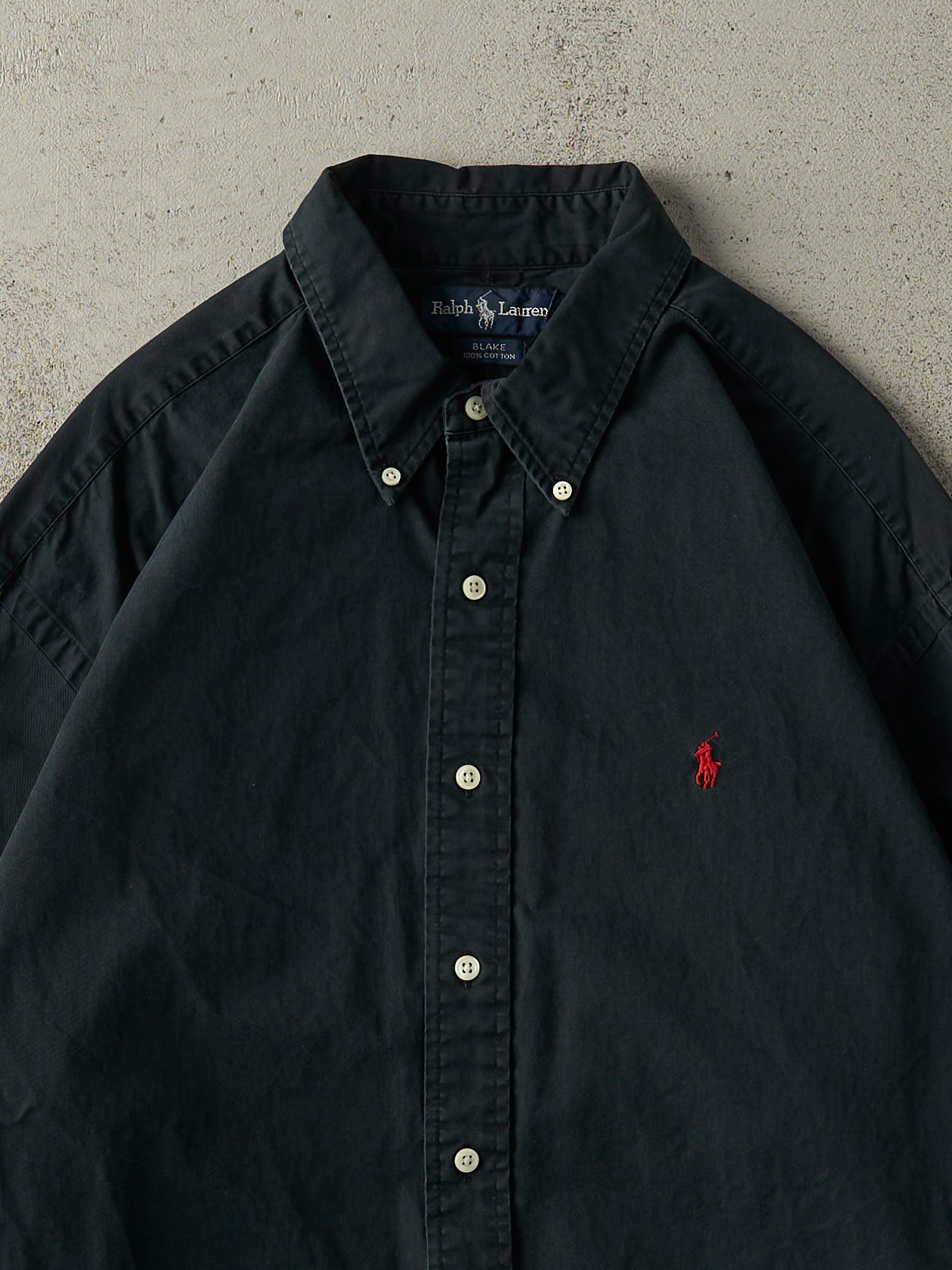 Vintage 90s Faded Black Ralph Lauren Button Up (XXL)