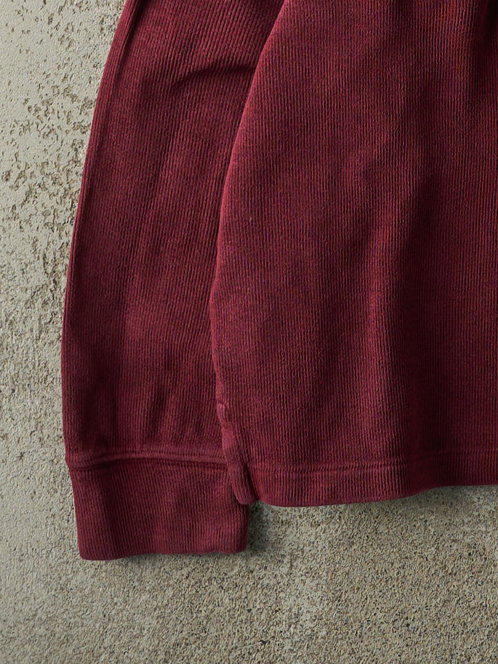 Vintage Y2K Burgundy Polo Quarter Zip Textured Boxy Sweater (L)
