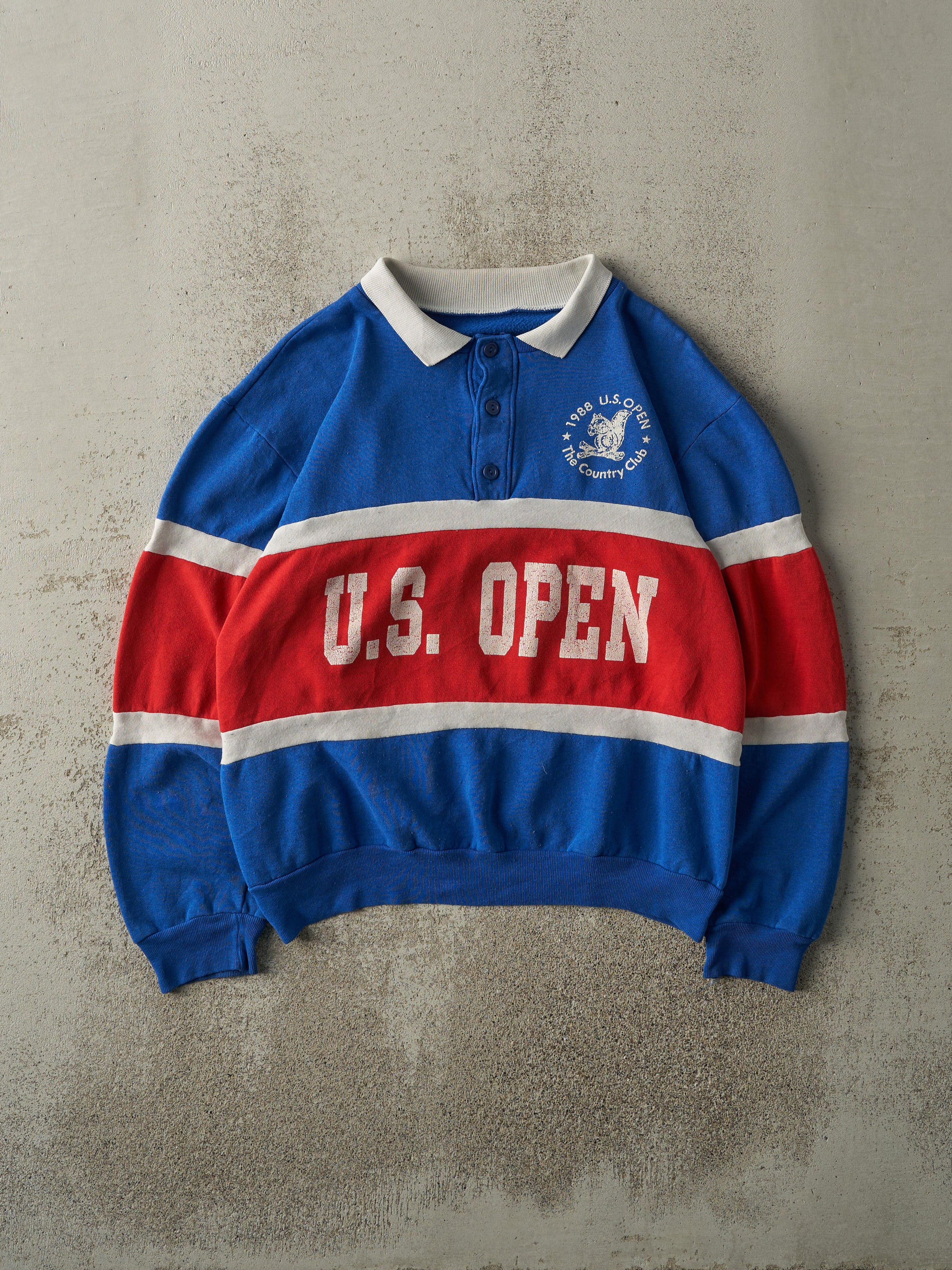 Vintage 88' Blue, Red & White US Open Quarter Button Sweater (M)