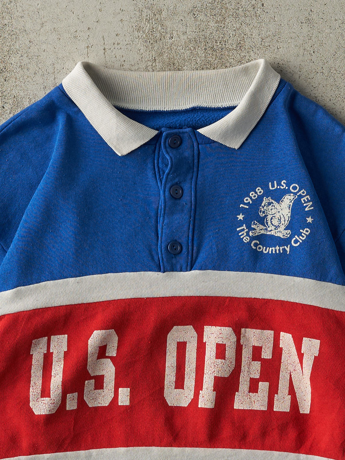 Vintage 88' Blue, Red & White US Open Quarter Button Sweater (M)