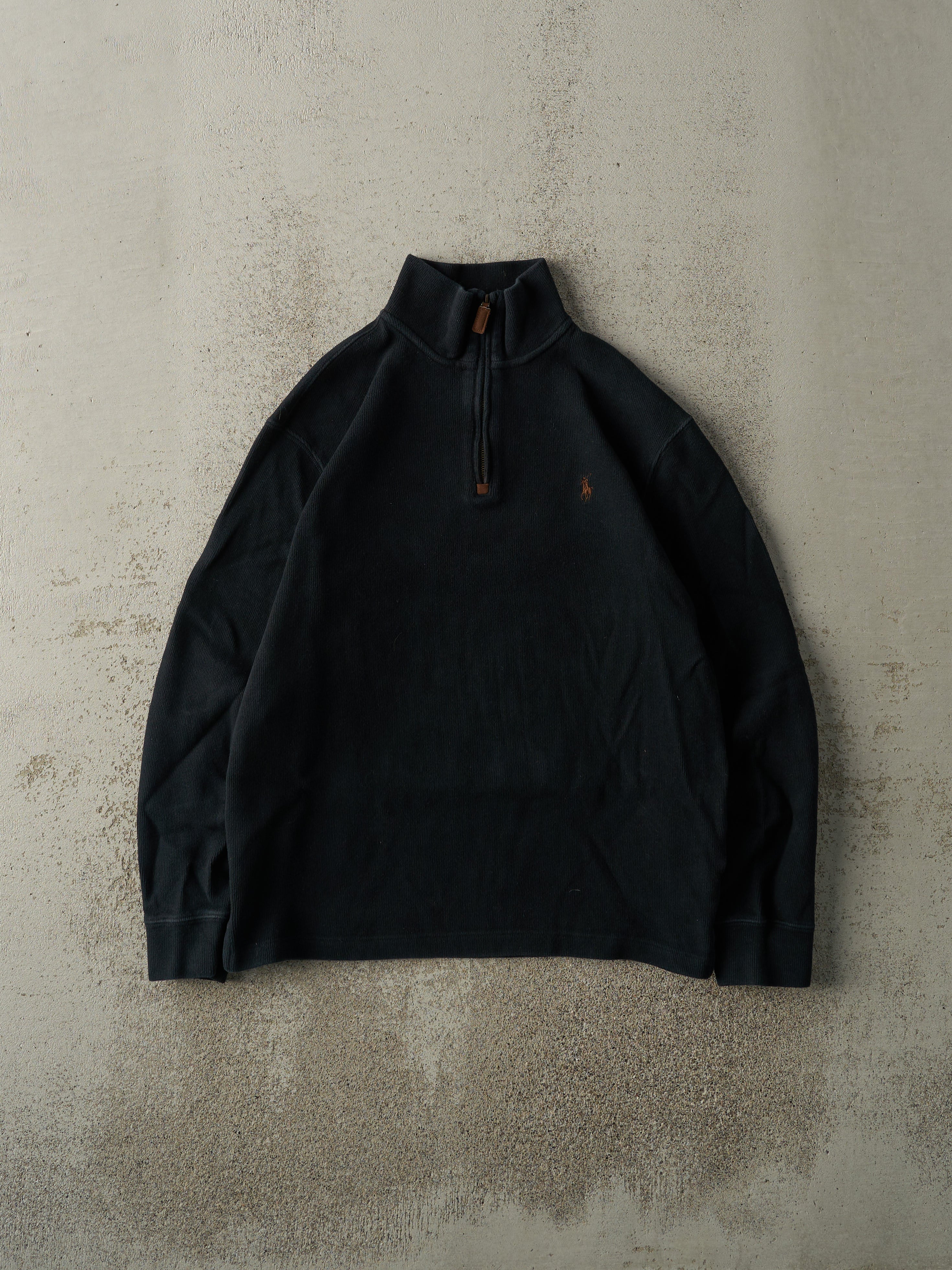 Vintage Y2K Black Polo Ralph Lauren Quarter Zip Knit (S)