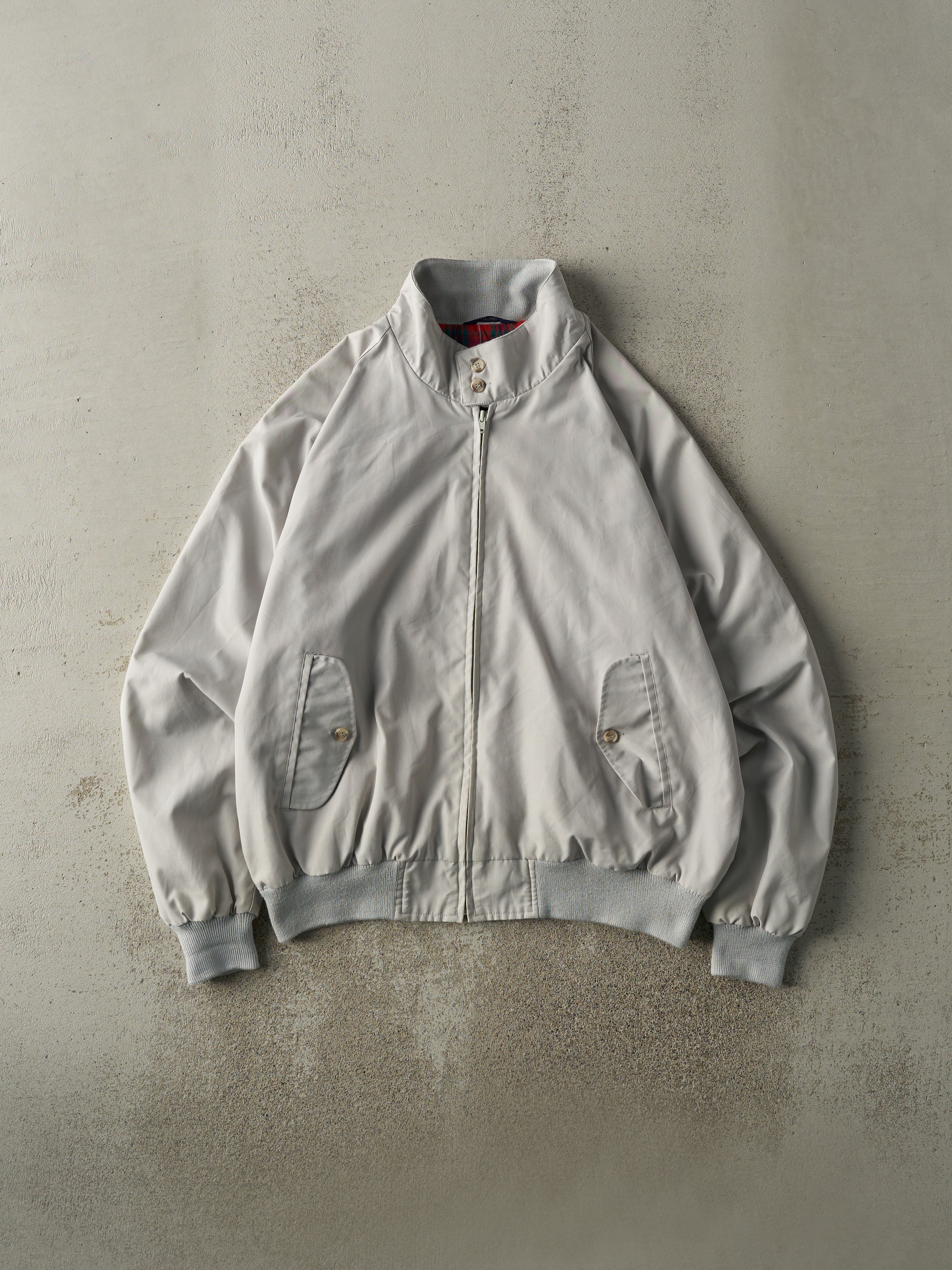 Vintage 90s Grey Lands End Harrington Jacket (L/XL)