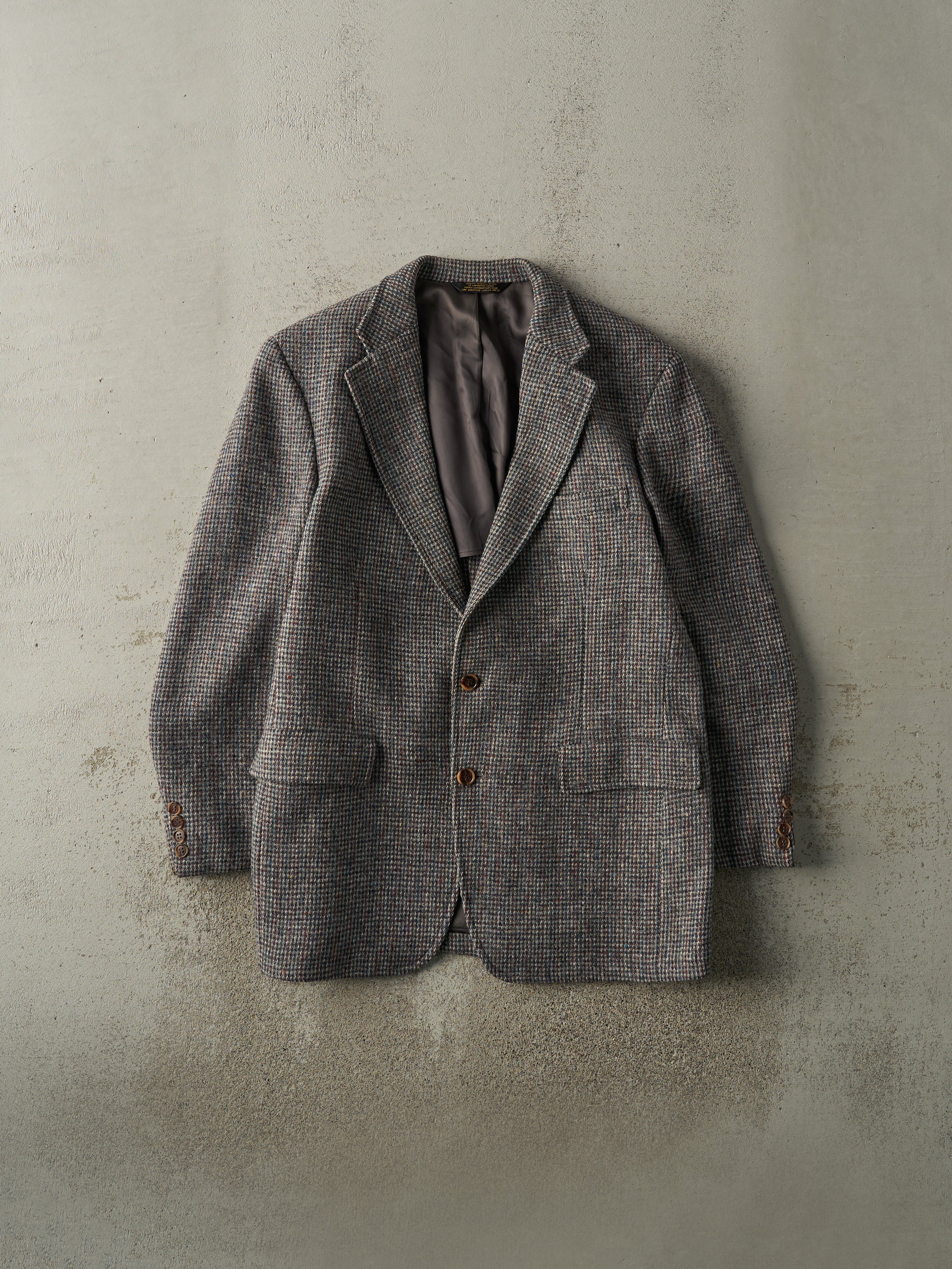 Vintage 80s Grey & Brown Wool Blazer (L)
