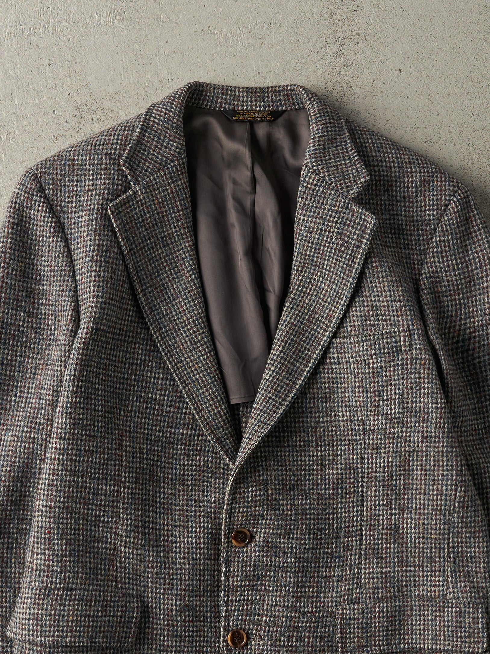Vintage 80s Grey & Brown Wool Blazer (L)