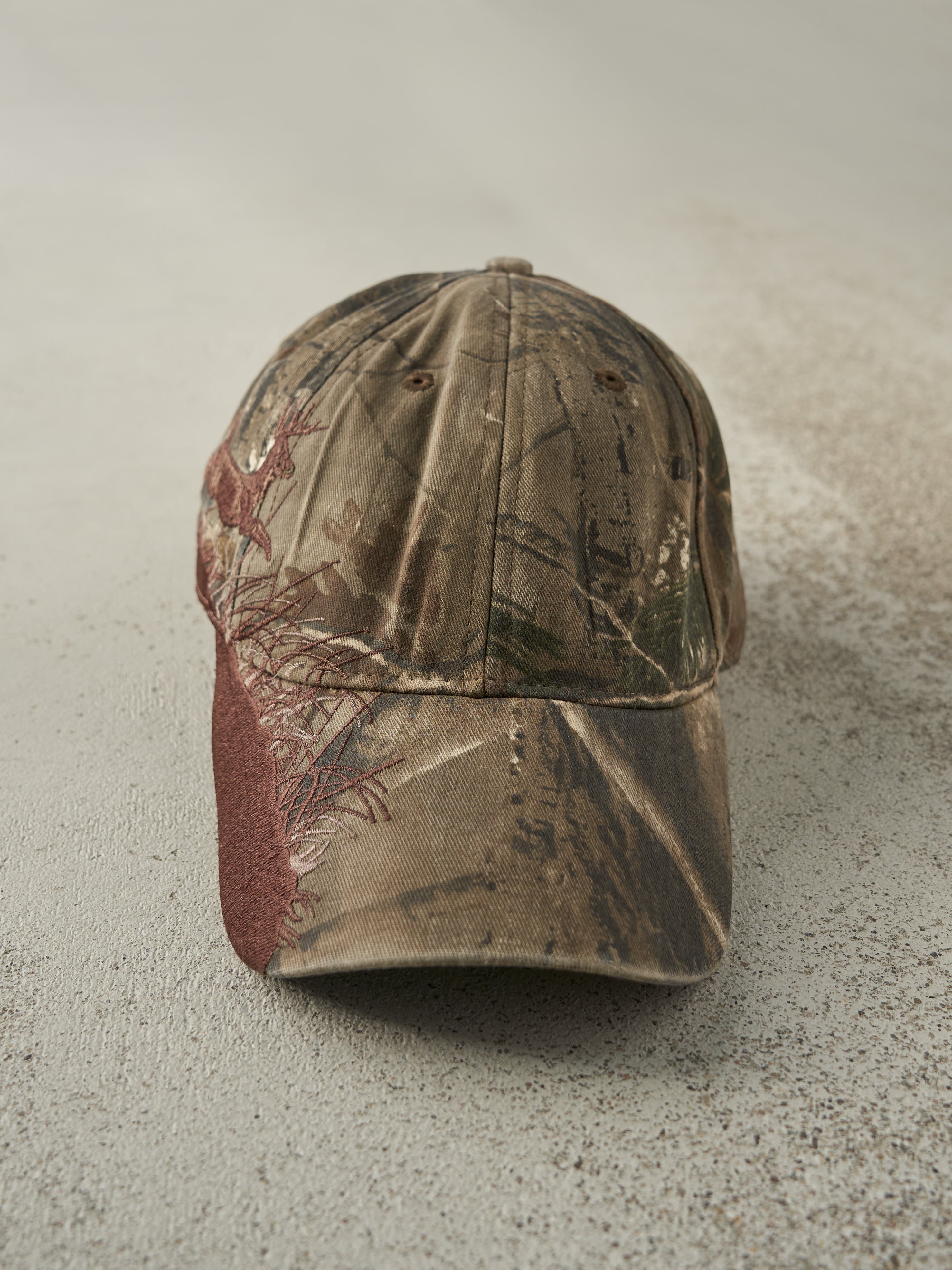 Vintage Y2K Camo Embroidered Deer Dri-Duck Velcro Hat