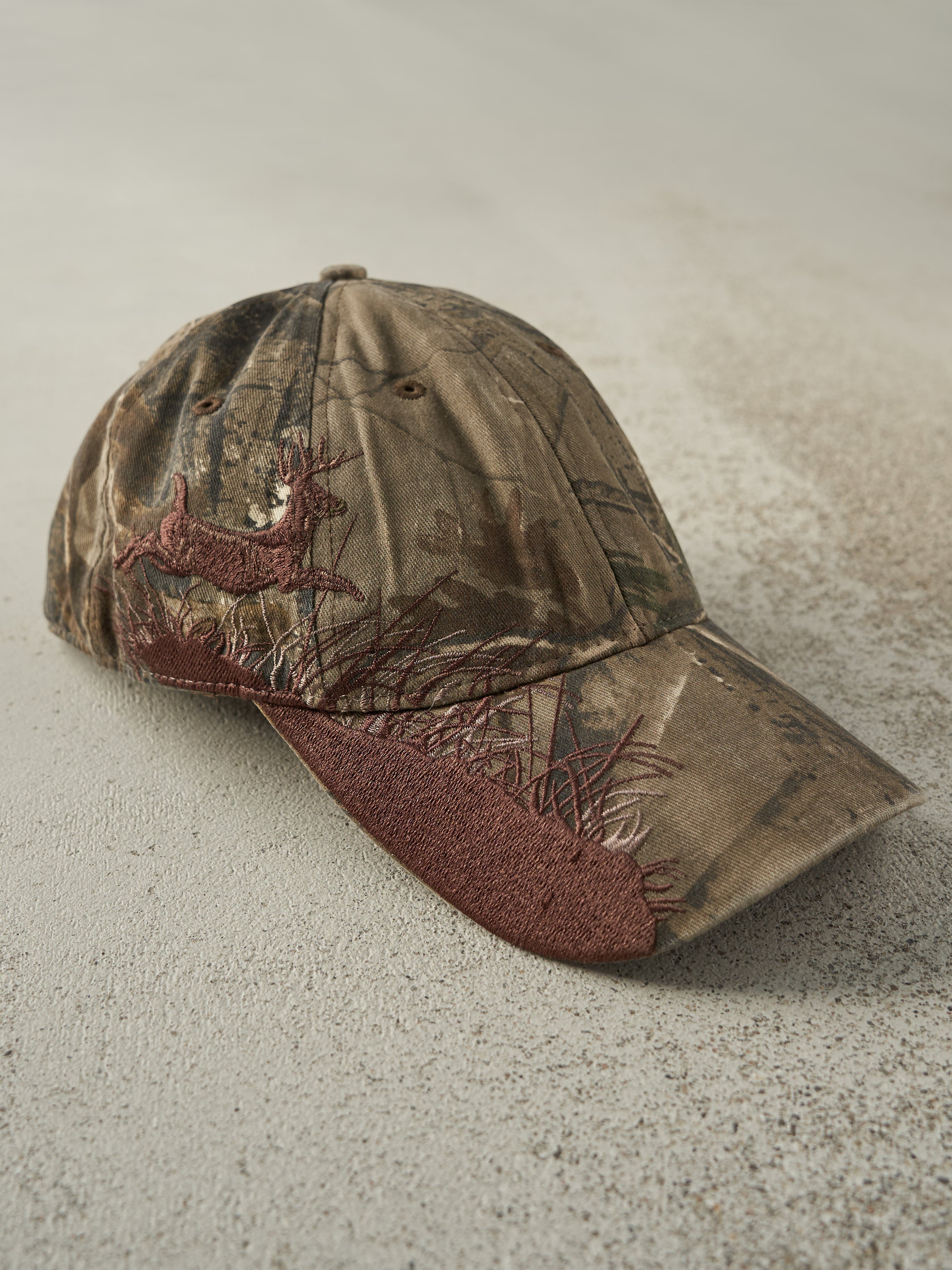 Vintage Y2K Camo Embroidered Deer Dri-Duck Velcro Hat