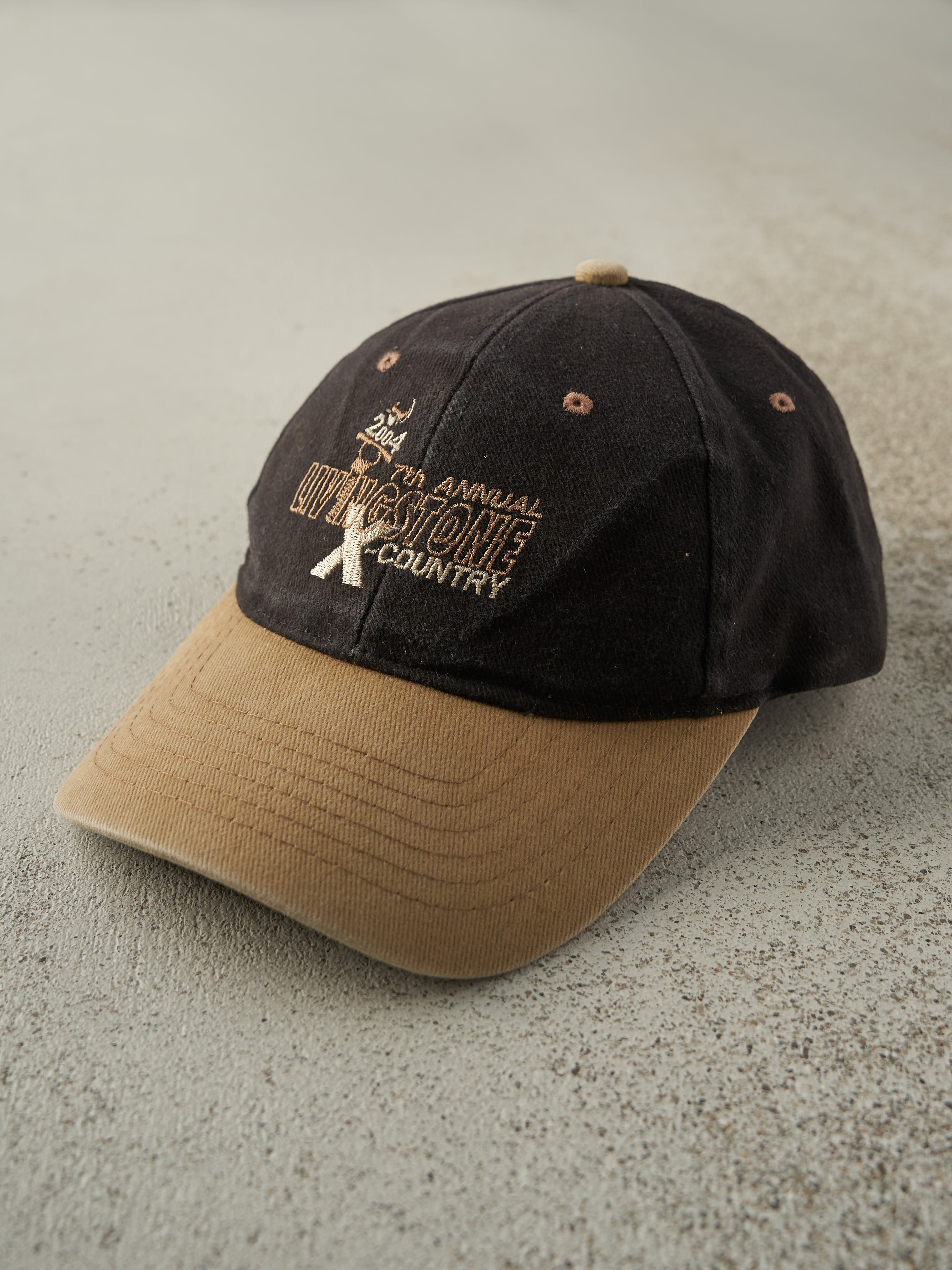 Vintage 04' Black & Beige Livingstone X-Country Embroidered Two Tone Strapback
