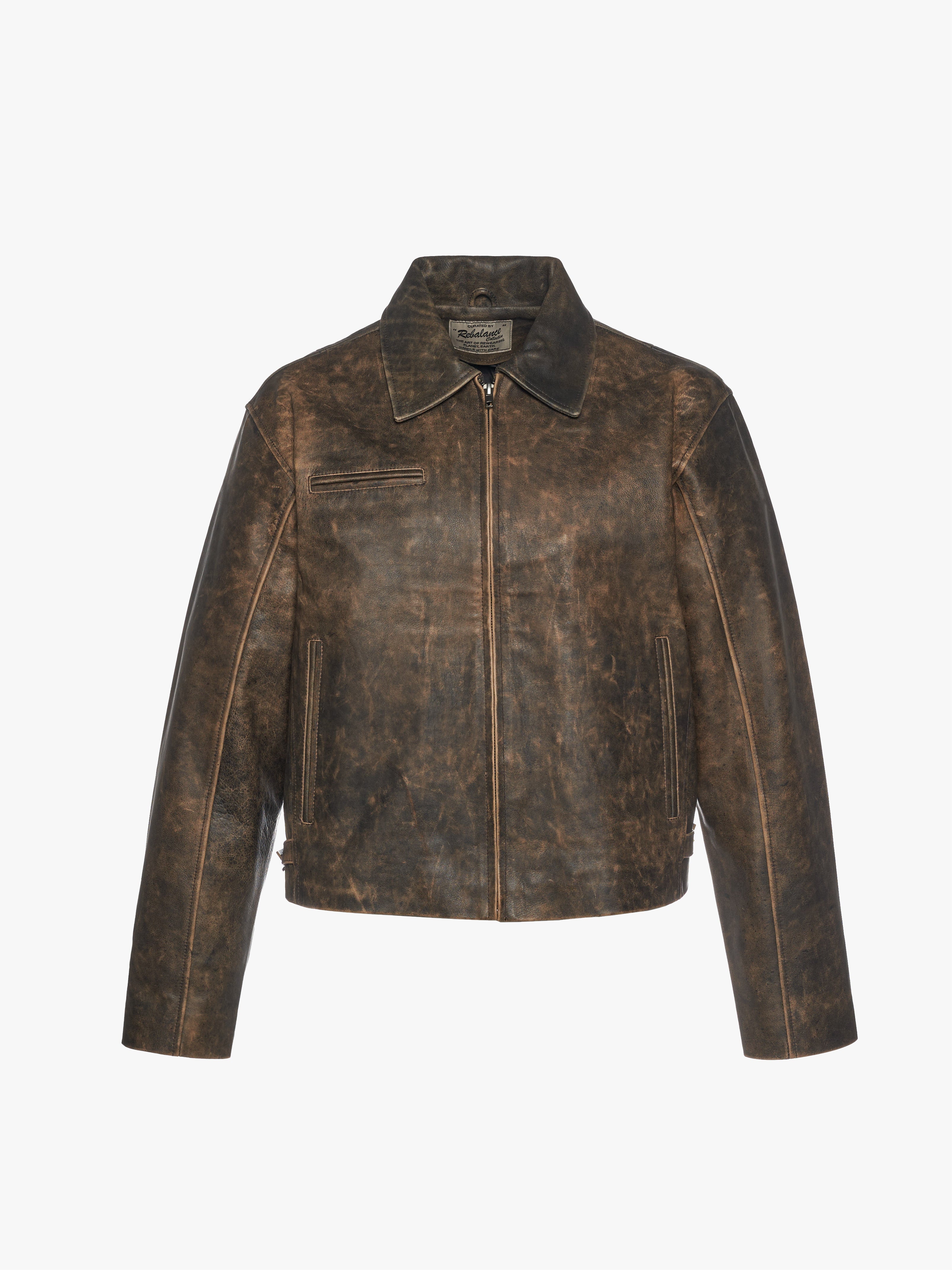 Everyday Boxy Leather Jacket - Brown