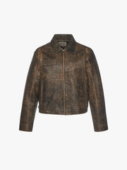Everyday Boxy Leather Jacket - Brown