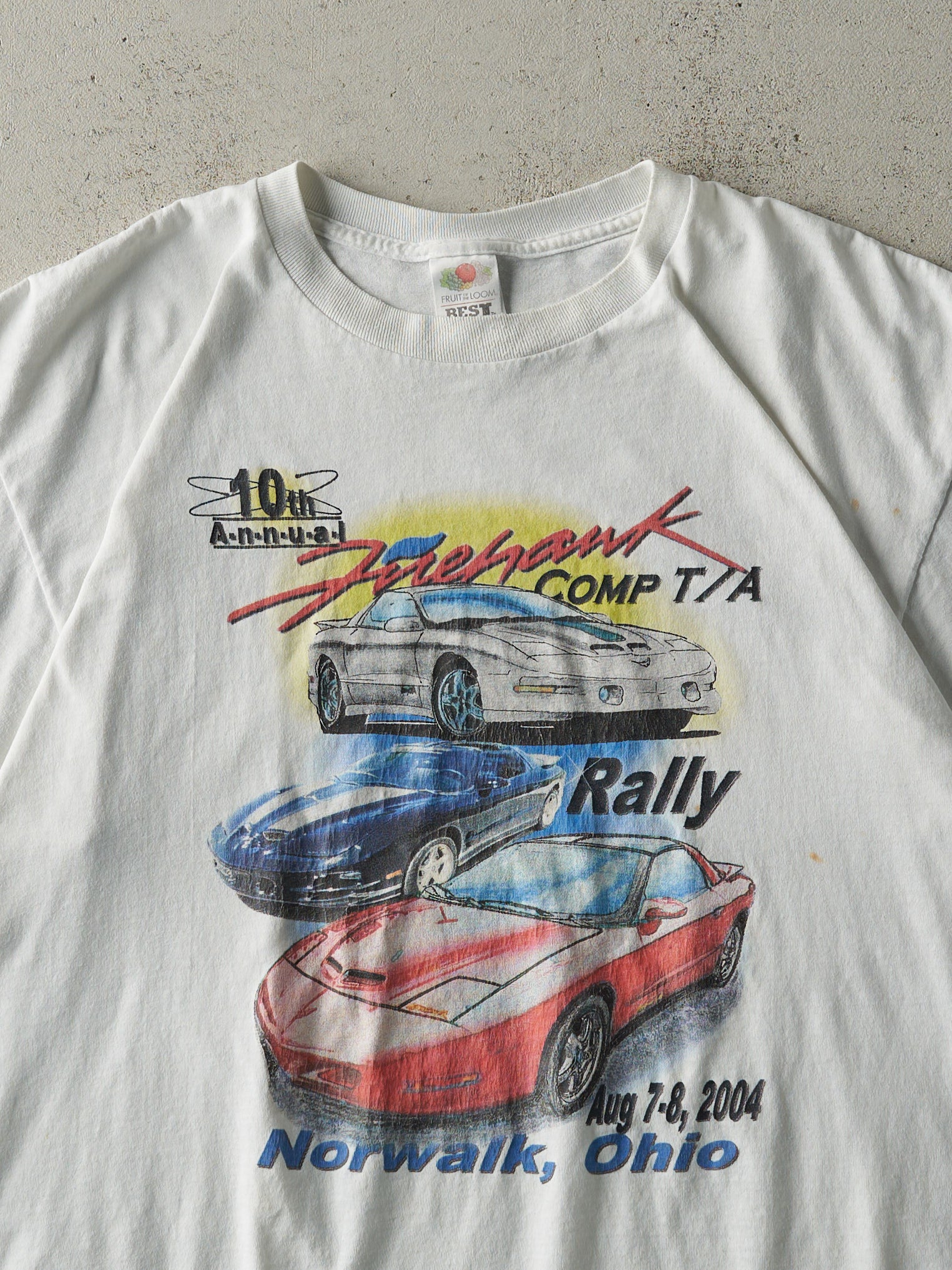 Vintage 04' White Norwalk, Ohio Firehawk Rally Tee (L)
