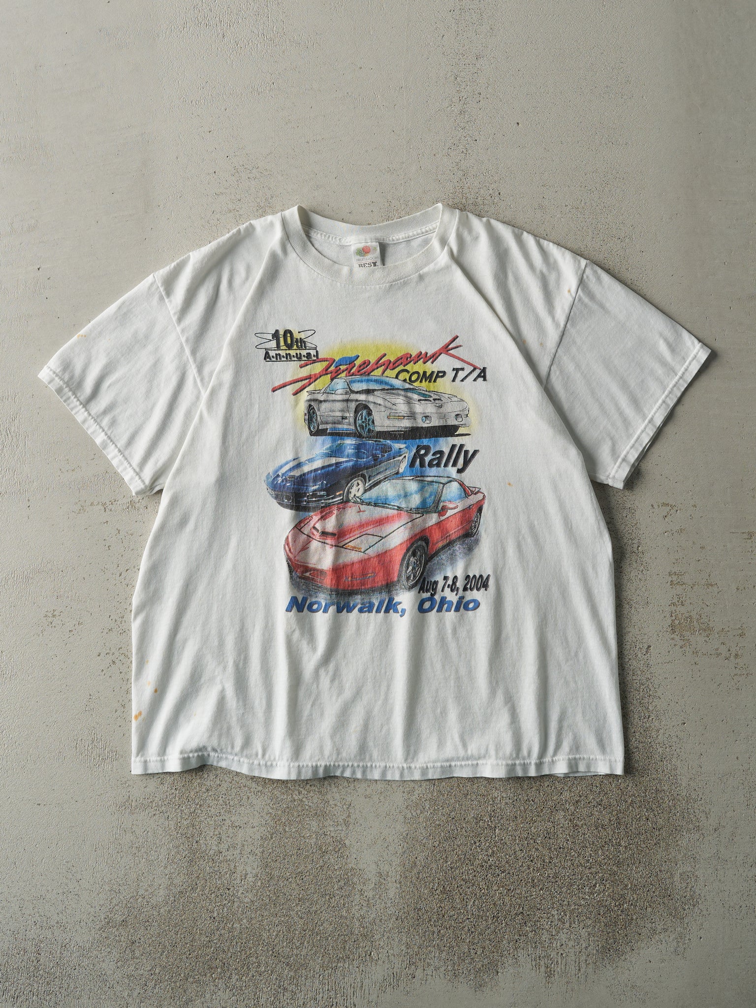 Vintage 04' White Norwalk, Ohio Firehawk Rally Tee (L)