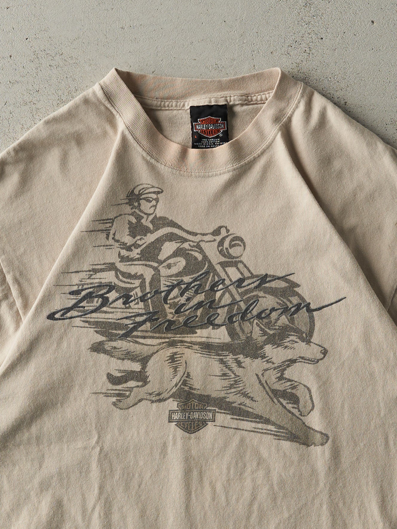 Vintage 01' Beige Joliet Illinois Harley Davidson Tee (M)