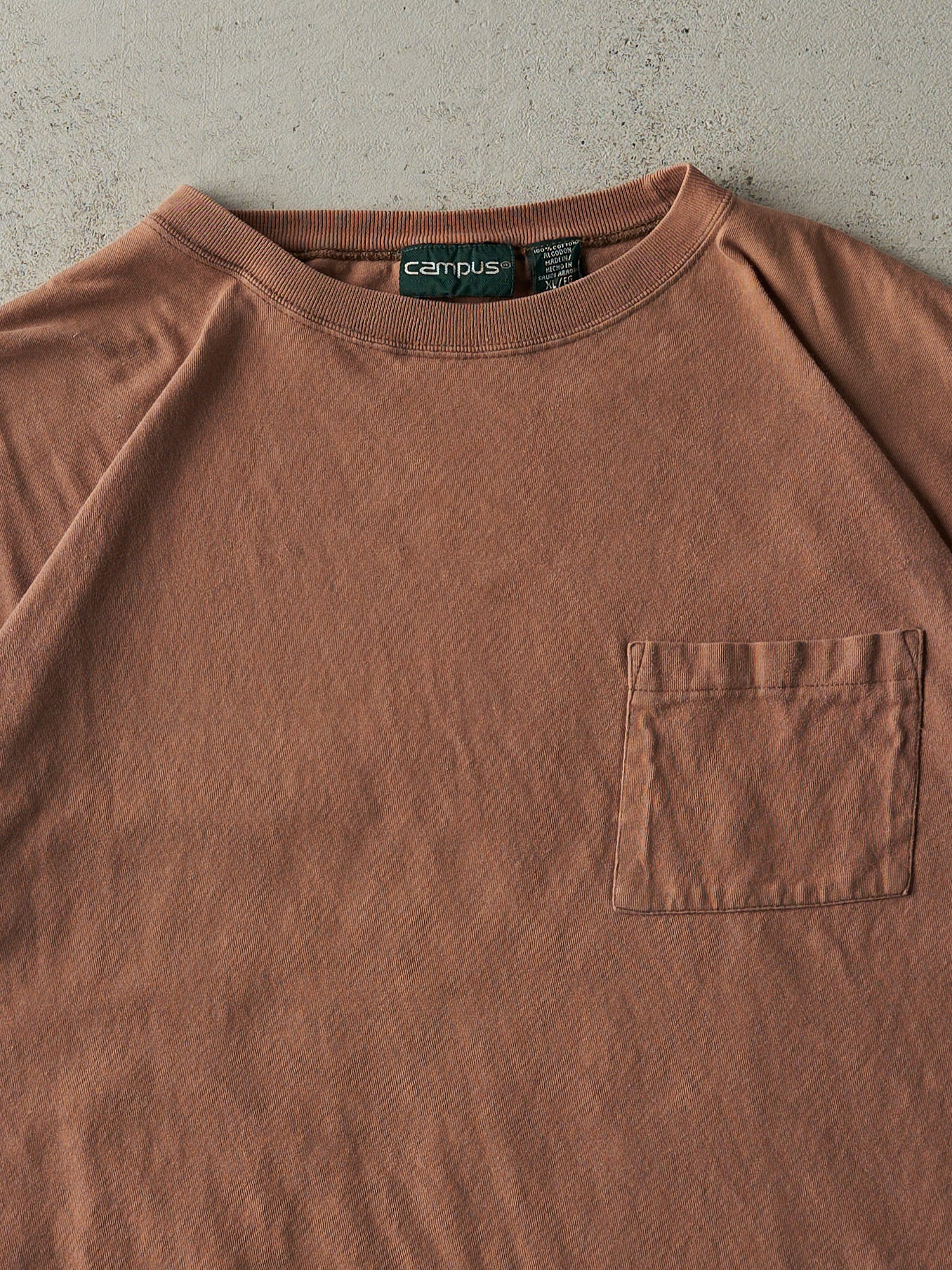 Vintage 90s Brown Blank Boxy Pocket Tee (XL)