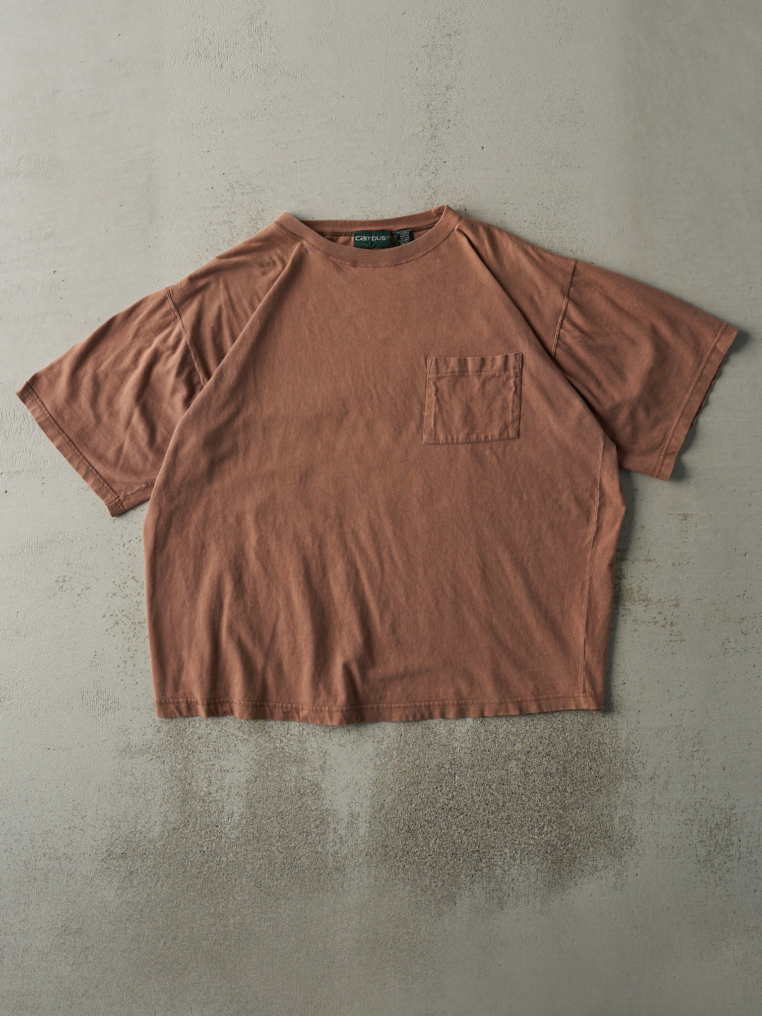 Vintage 90s Brown Blank Boxy Pocket Tee (XL)