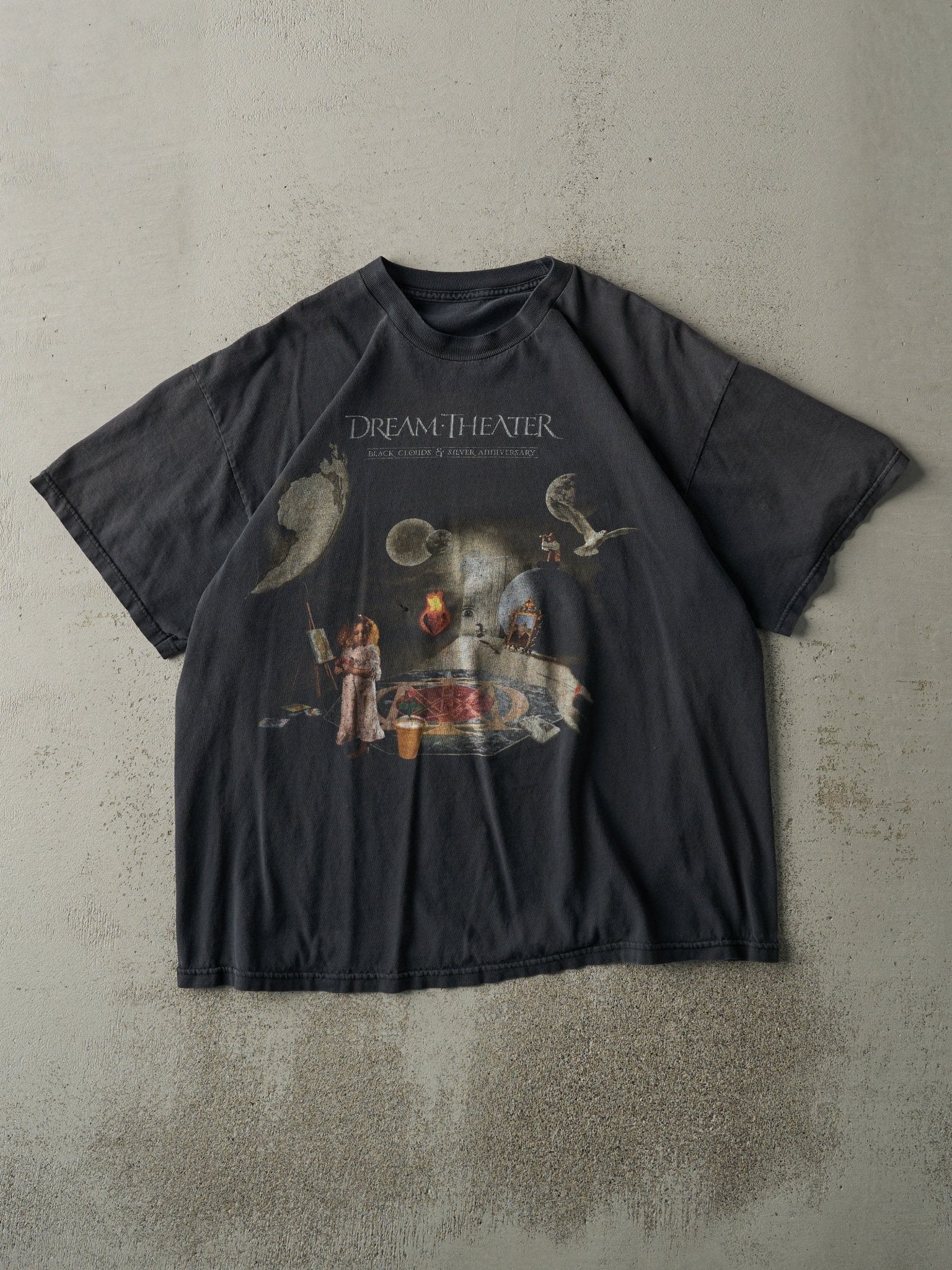 Vintage 10' Faded Black Dream Theater Black Clouds & Silver Anniversary Tee (M/L)