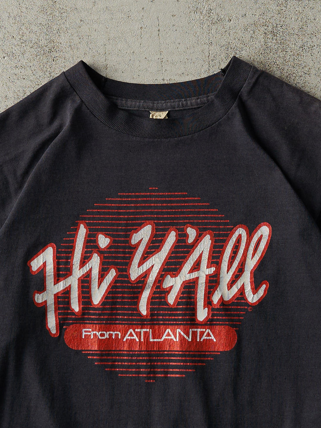 Vintage 80s Faded Black "Hi Y'all From Atlanta" Single Stitch Tee (S/M)