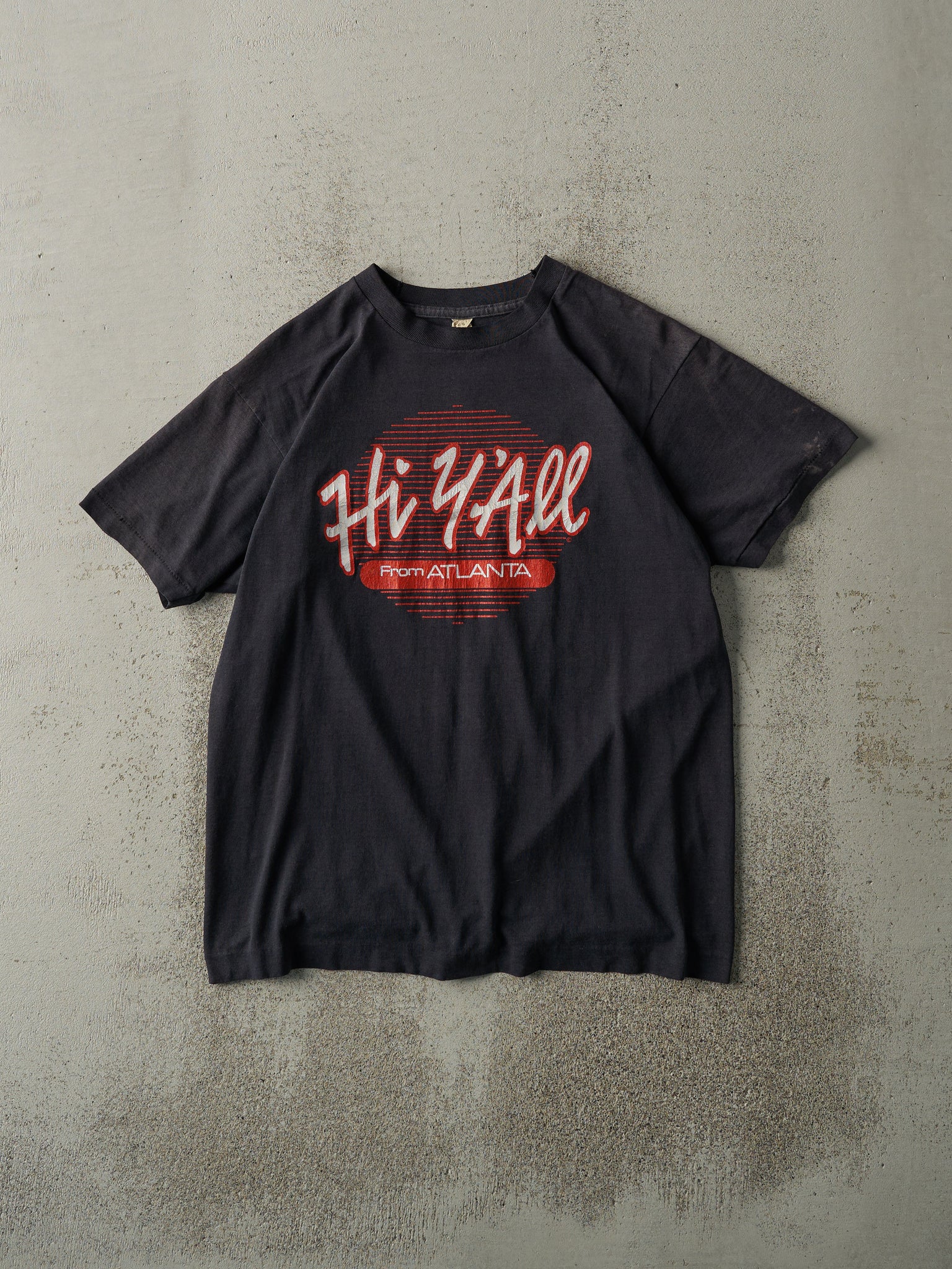 Vintage 80s Faded Black "Hi Y'all From Atlanta" Single Stitch Tee (S/M)