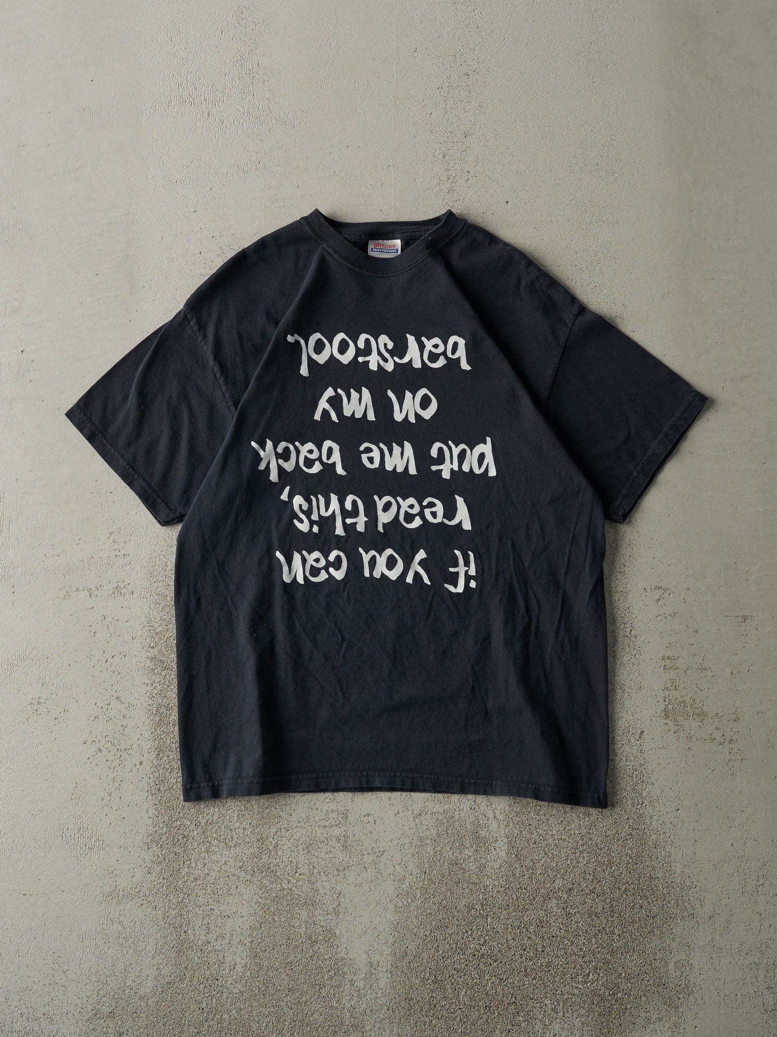 Vintage Y2K Faded Black "Put Me Back On My Barstool" Tee (M)