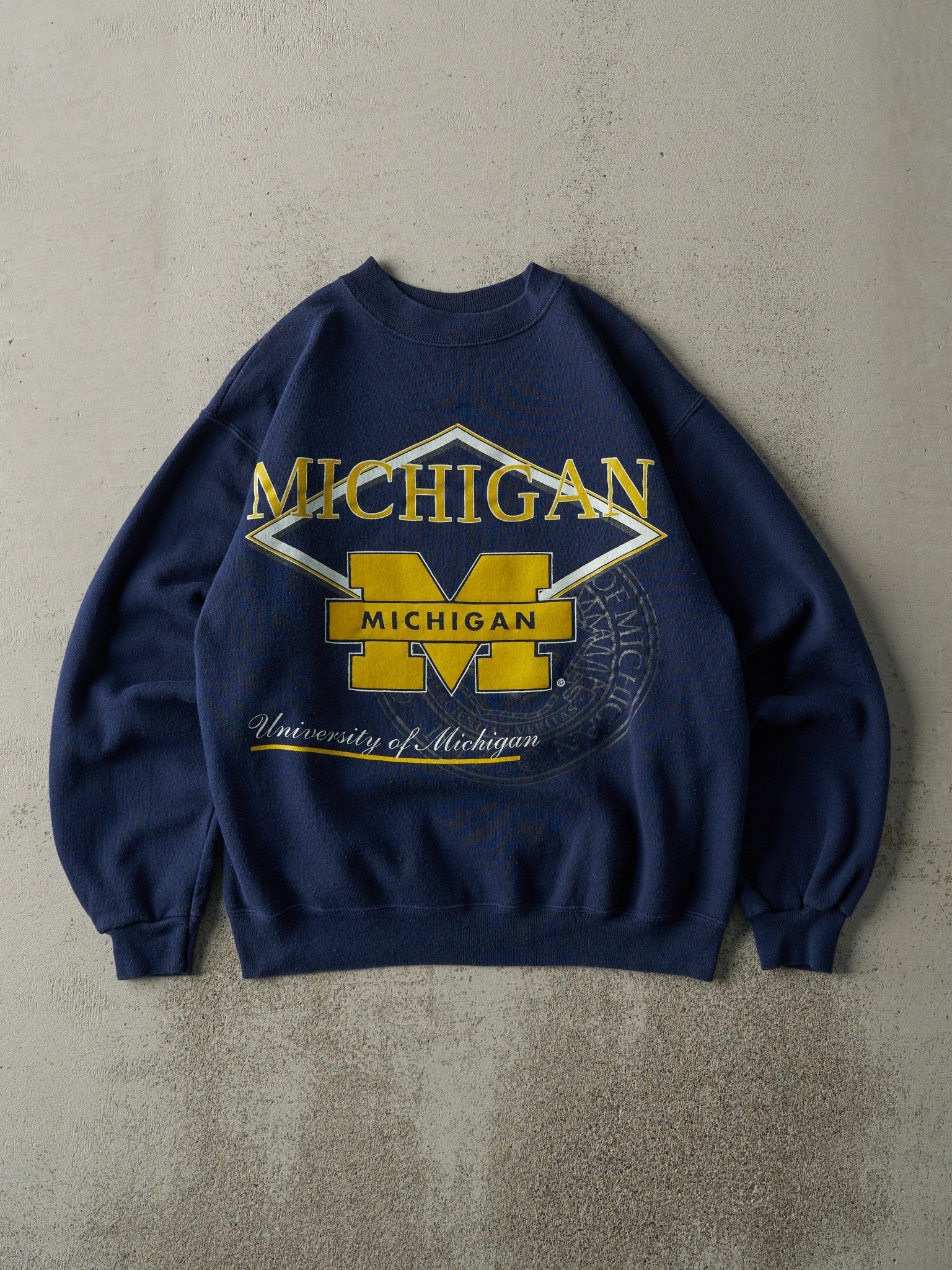 Vintage 90s Navy Blue University of Michigan Crewneck (M)