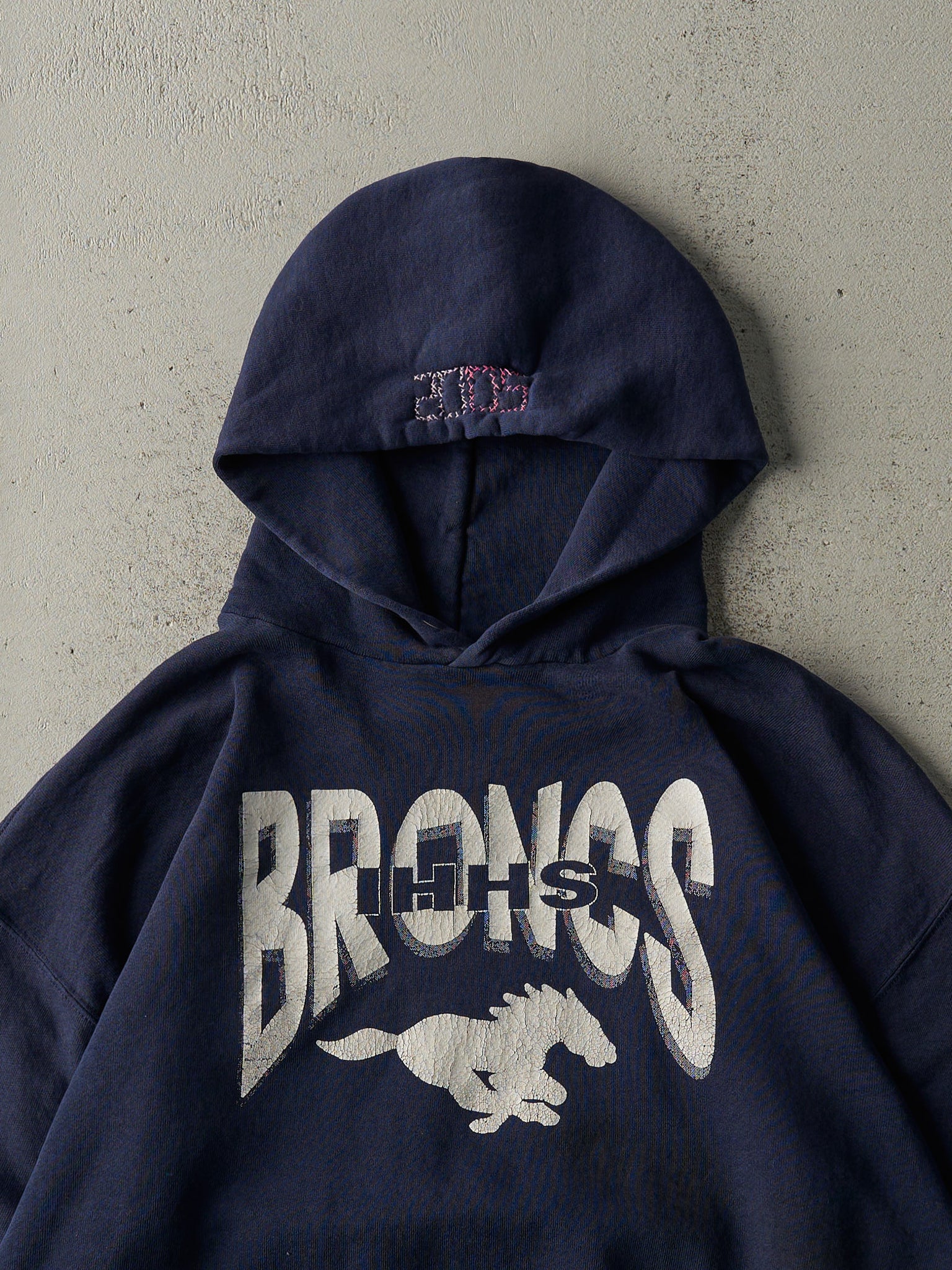 Vintage Y2K Navy Blue IHHS Broncs Russell Athletic Hoodie (M/L)