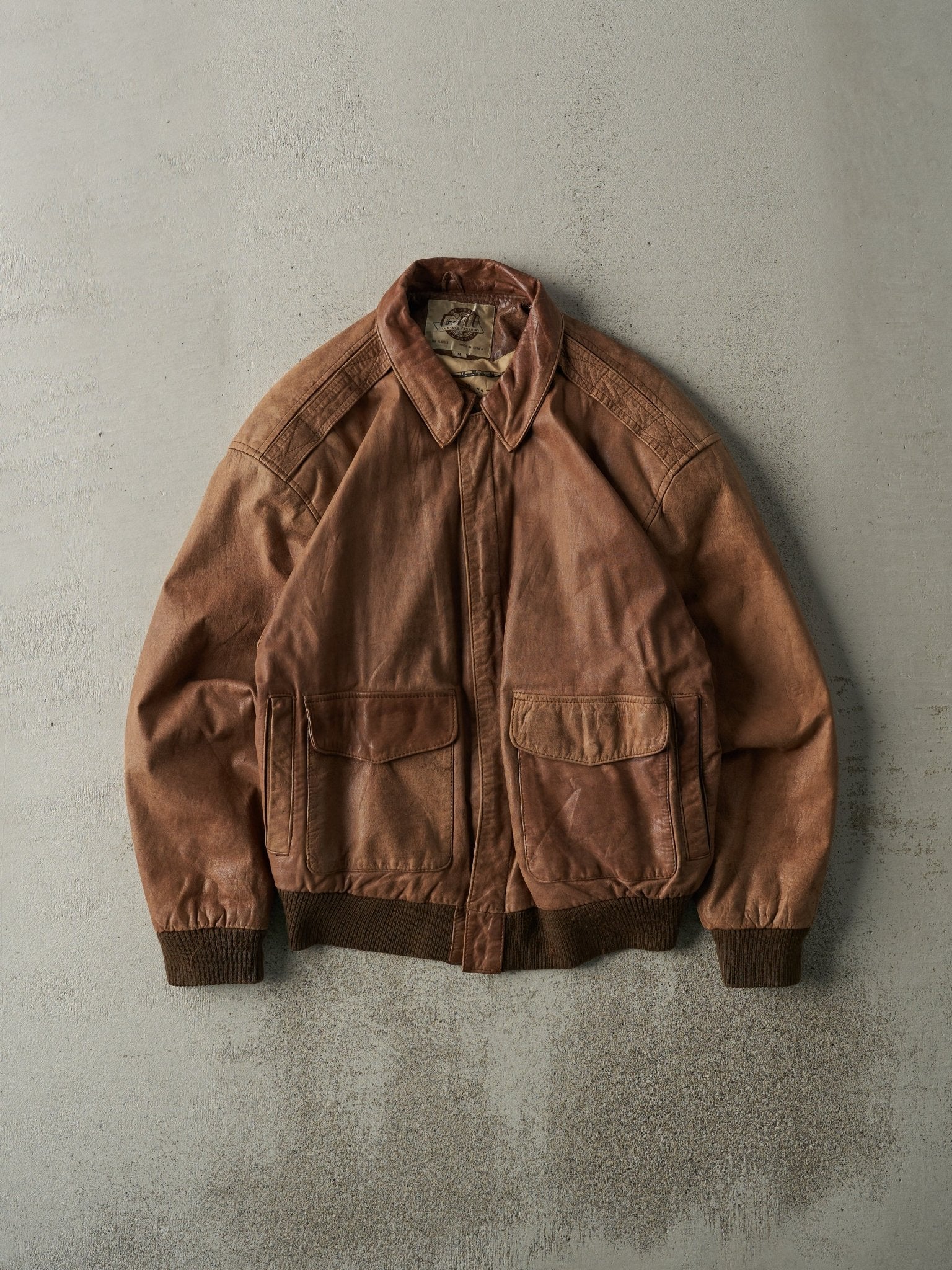 Vintage 90s Brown Global Identity Leather Jacket (S/M)