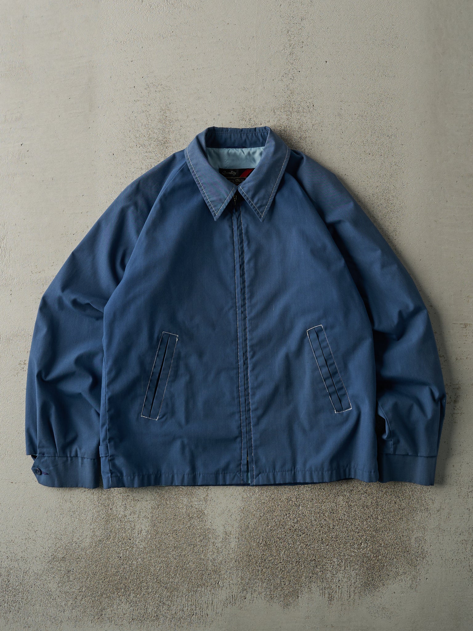 Vintage 70s Blue Collared Lightweight Jacket (S/M)