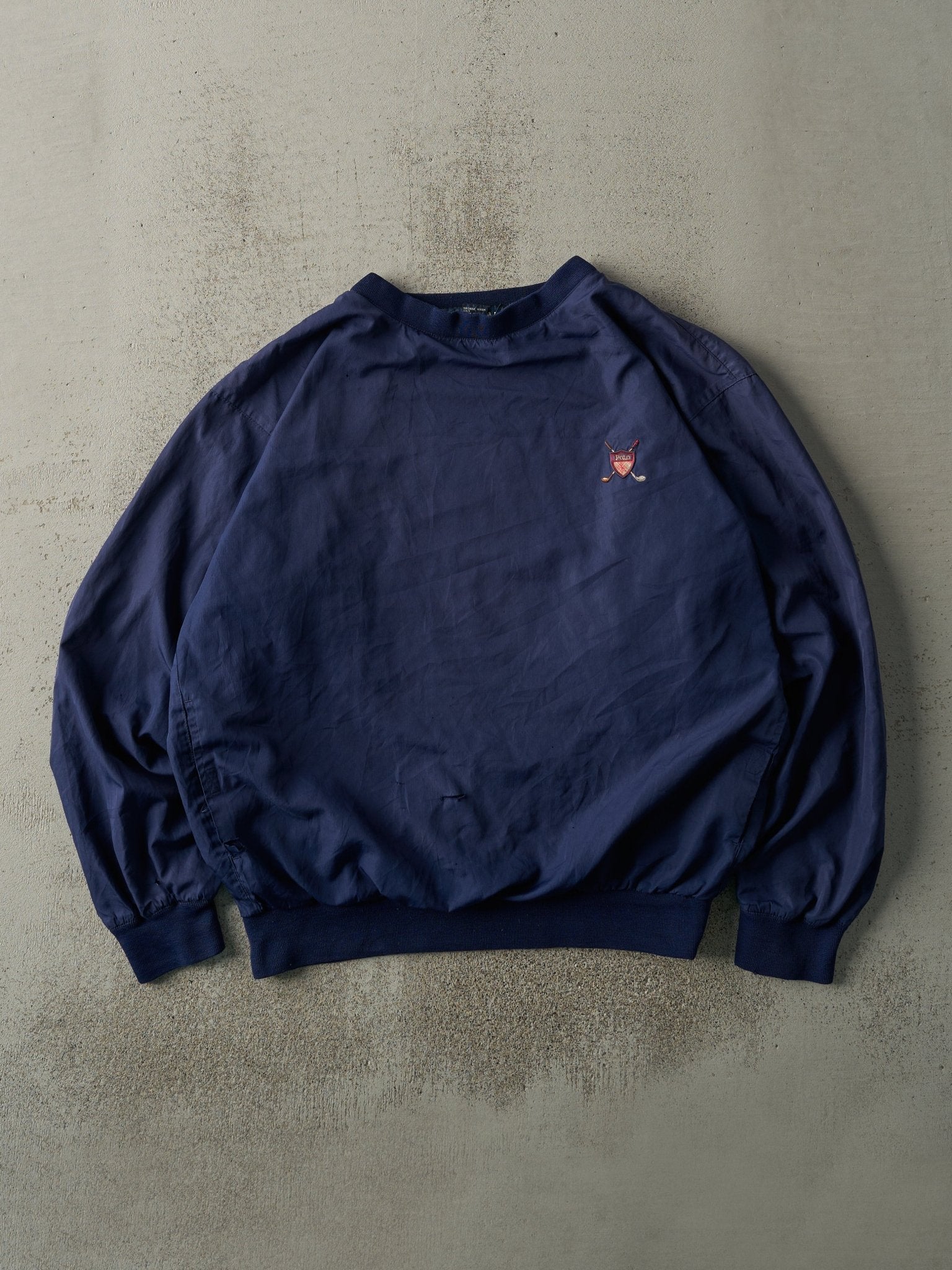 Vintage 90s Navy Blue Embroidered Polo Golf Windbreaker (L)