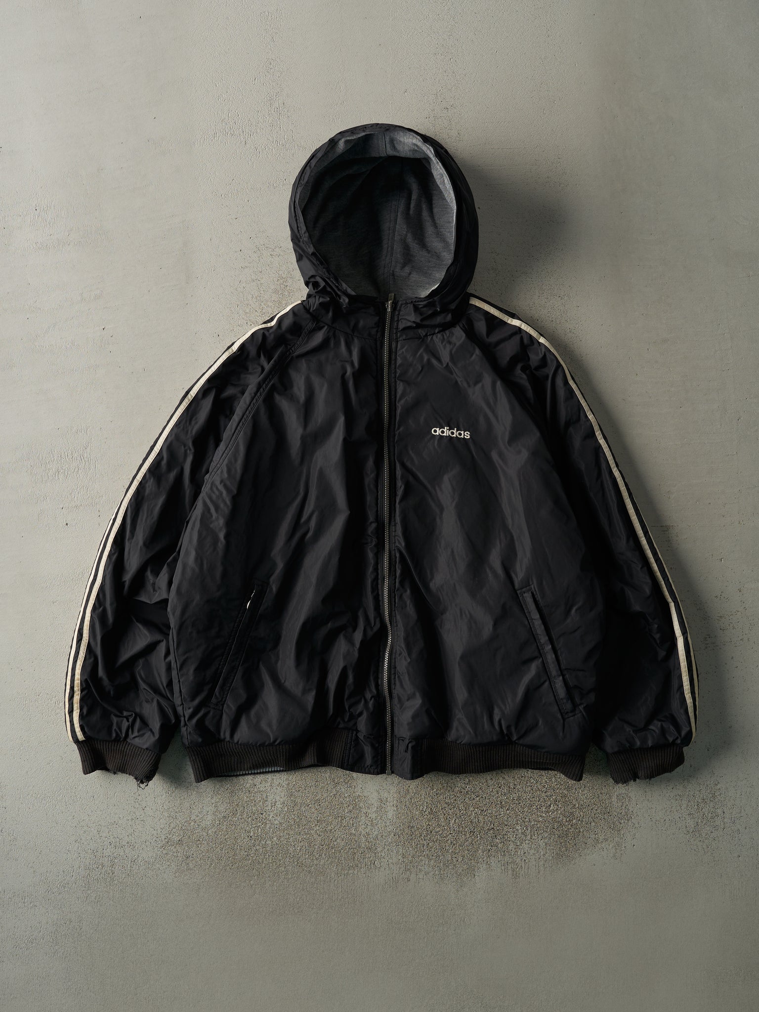Vintage 90s Black Adidas Reversible Windbreaker Jacket (XL)