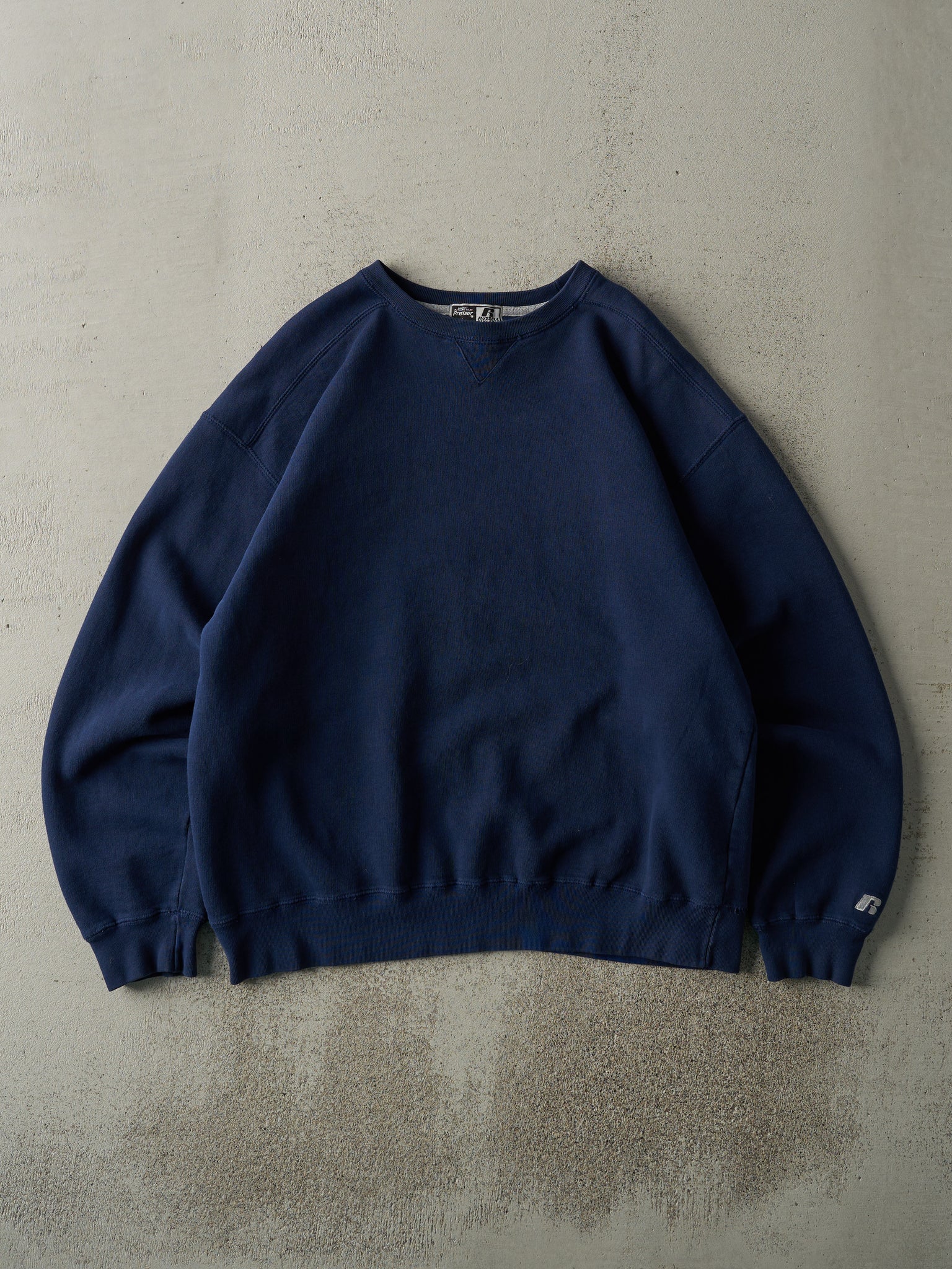 Vintage Y2K Navy Blue Blank Russell Athletics Crewneck (L)