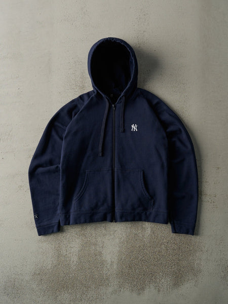 Vintage Y2K Navy Blue Embroidered New York Yankees Zip Up Hoodie