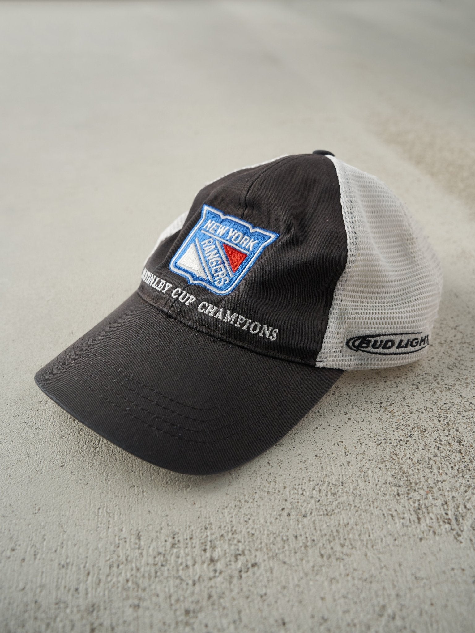 Vintage 94' Black & White Embroidered New York Rangers Stanley Cup Champions Mesh Snapback Hat