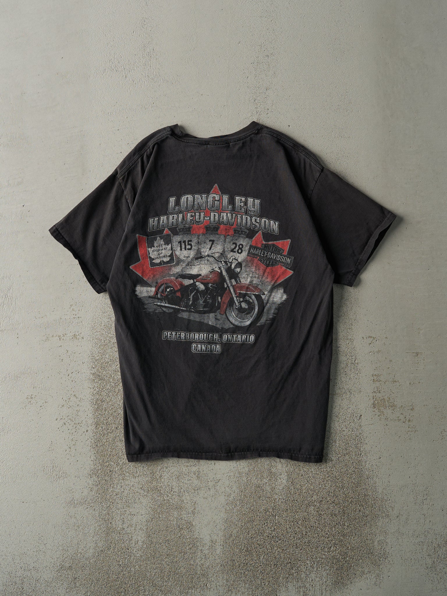 16' Black Peterborough Ontario Harley Davidson Tee (M)