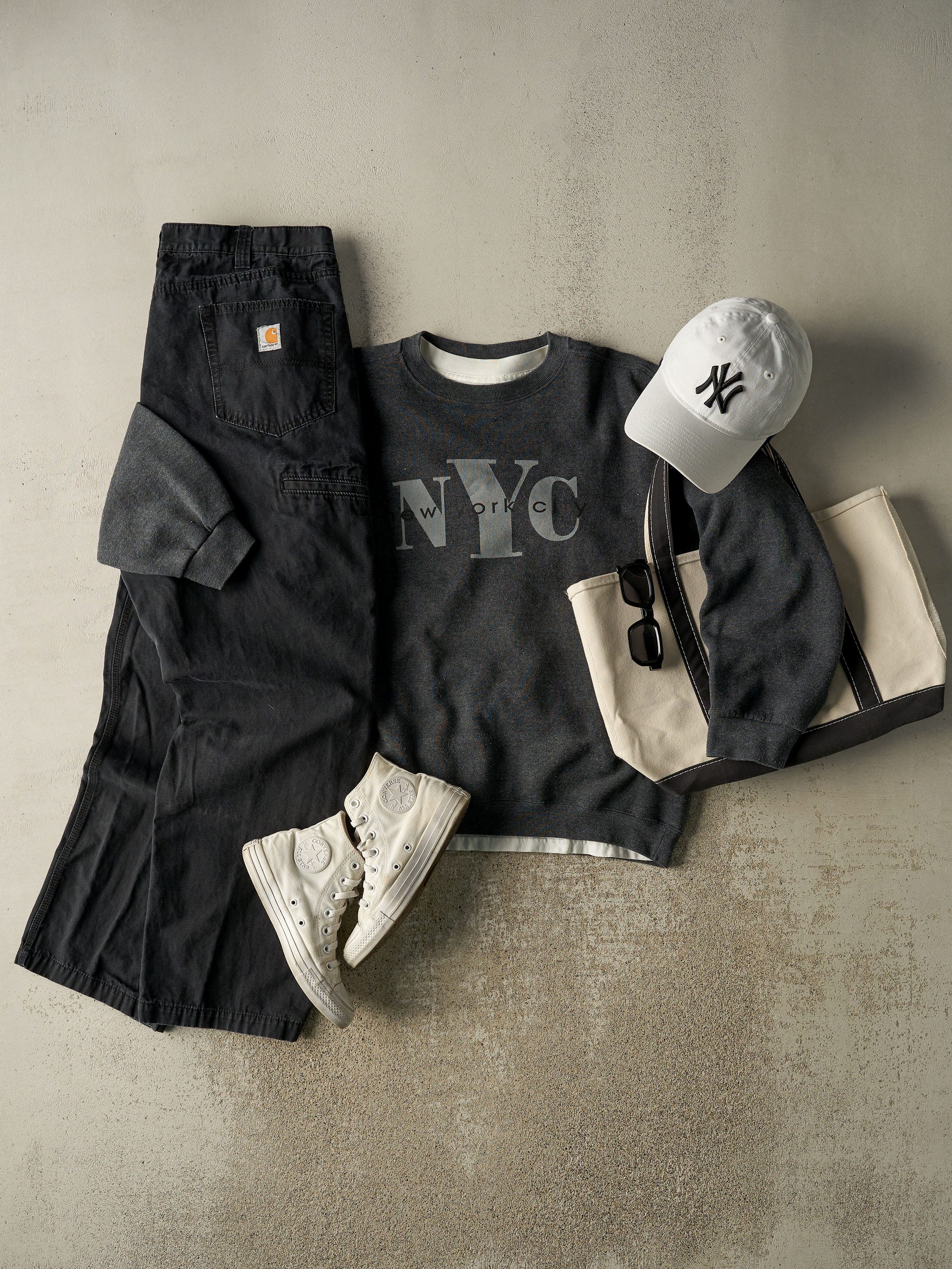 Vintage 90s Charcoal Grey New York Crewneck (M)