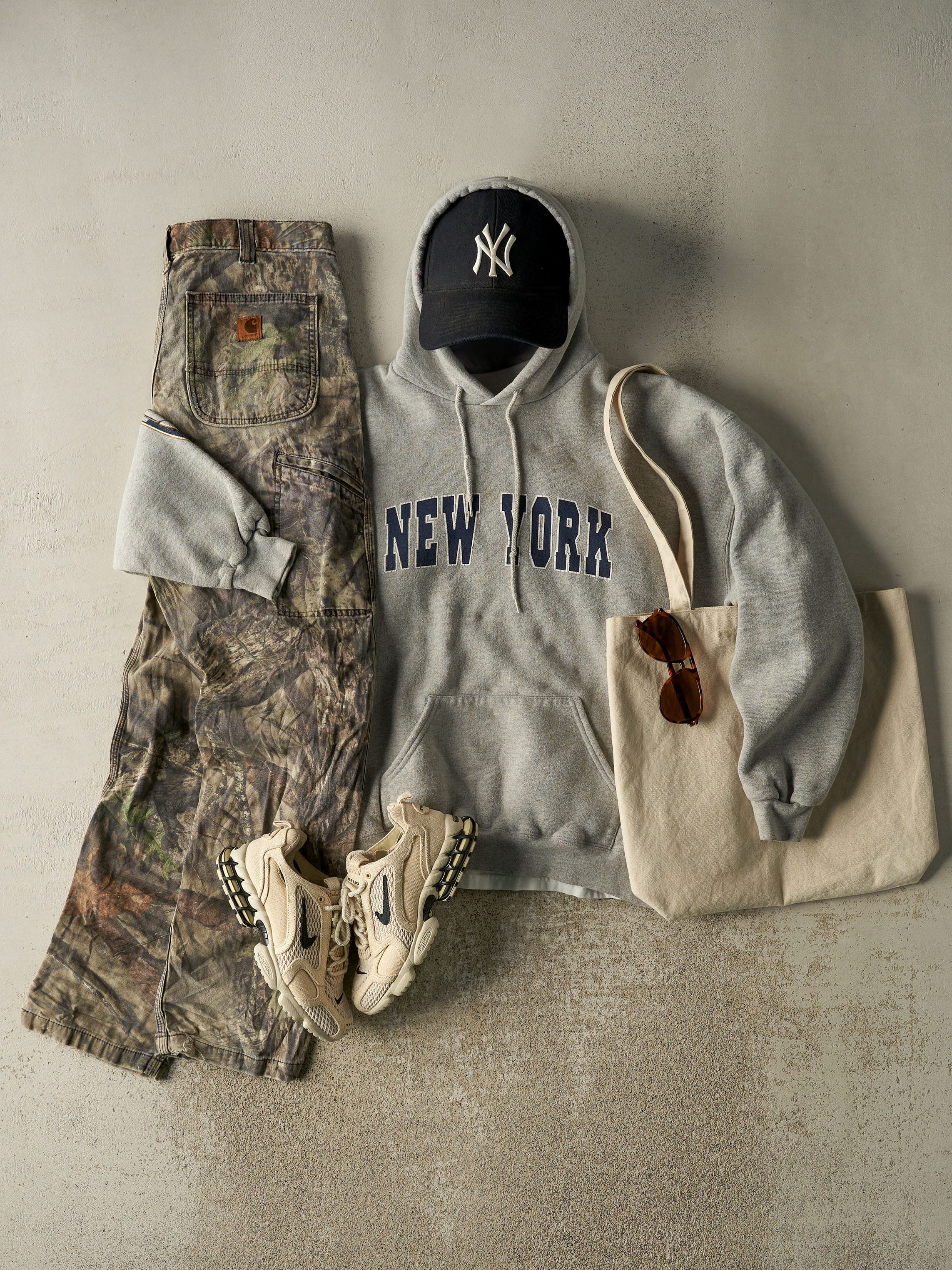 Vintage Y2K Heather Grey New York Hoodie (L)