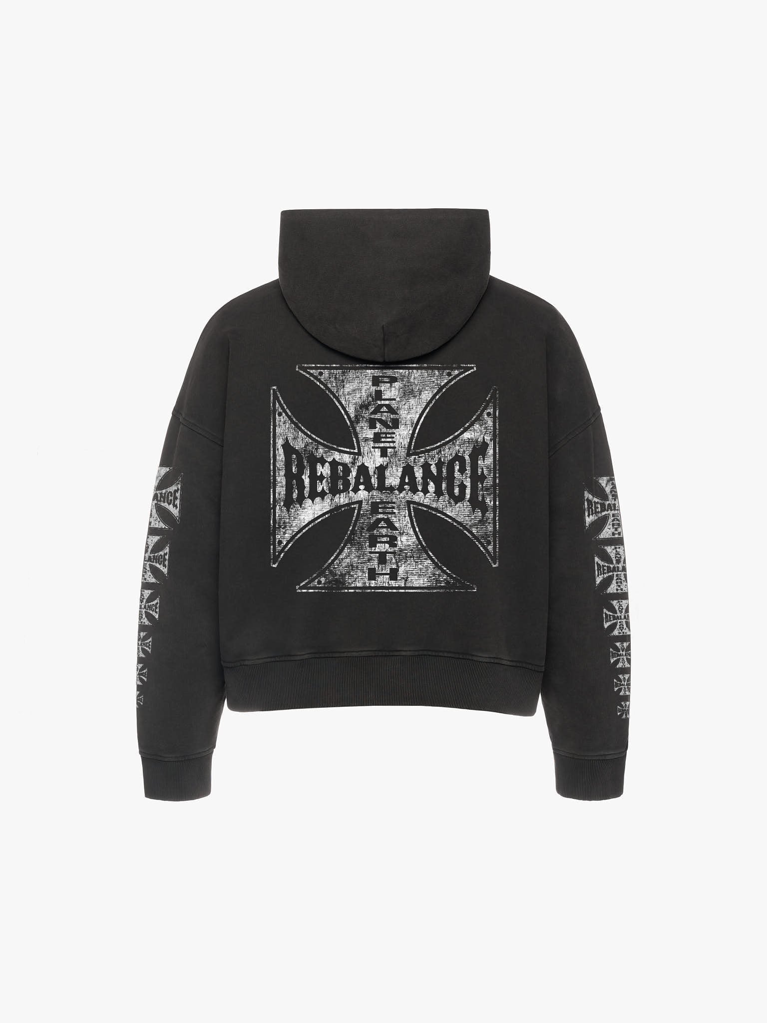 Rebalance The Earth Biker Hoodie - Jet Black